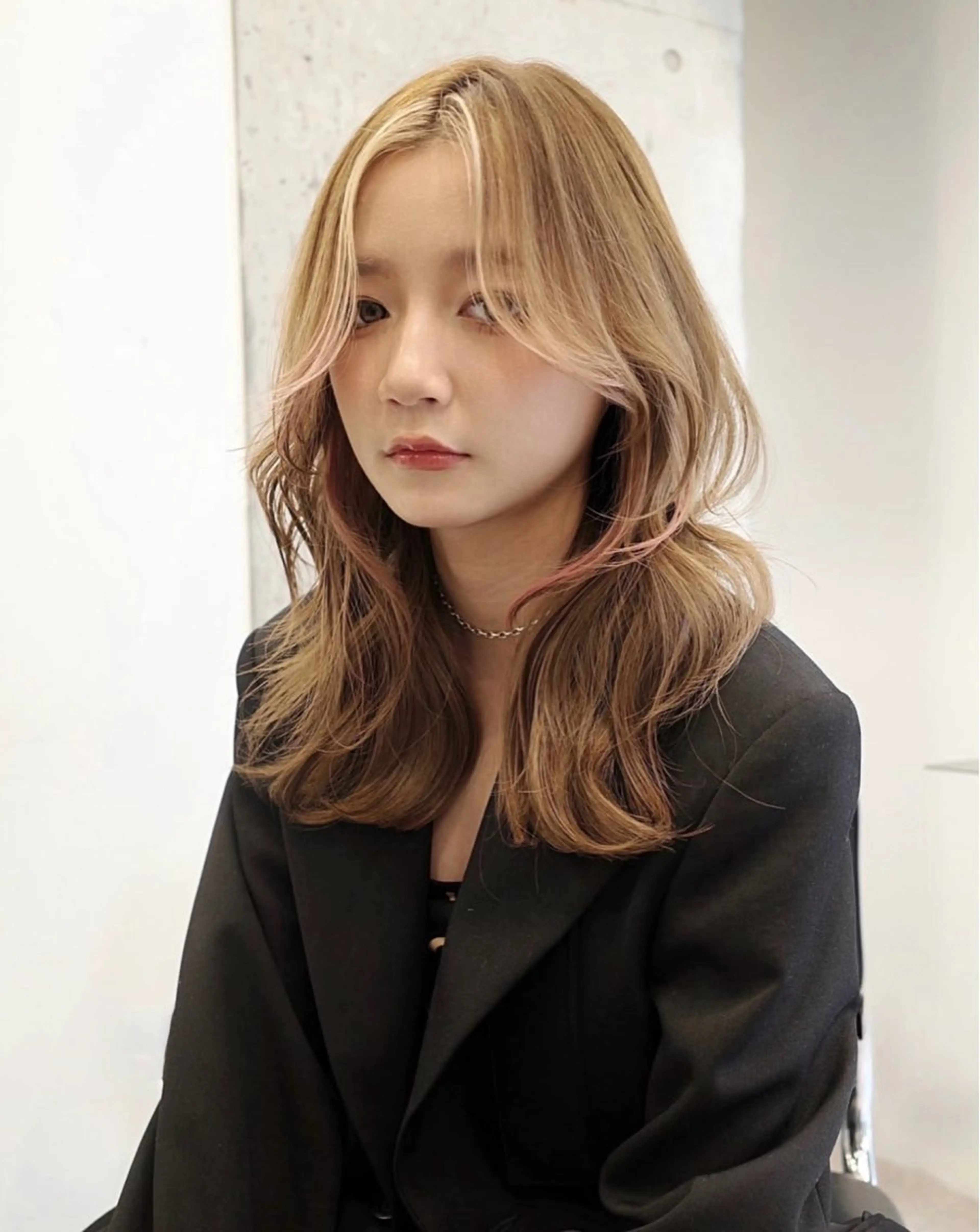 セミロング カラー ヘアアレンジ レイヤーカット カット パーマ 栄💗レイヤーカット ｜韓国風｜haruのヘアスタイル