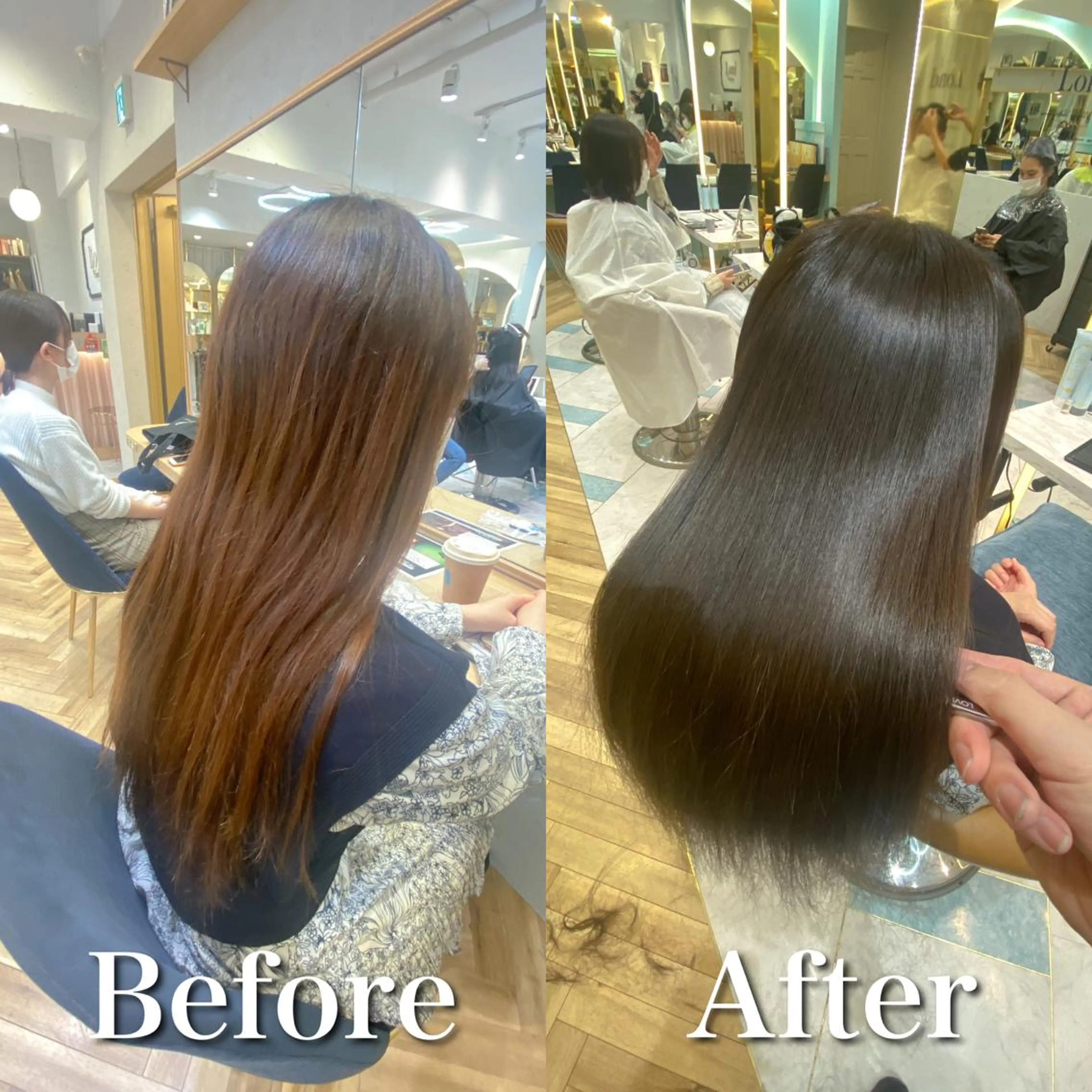 リピーター多数🔴小顔カット+ナチュラルな縮毛矯正ストレートパーマ透明感フルカラー＋高保湿ケアプロ超音波トリートメントの写真
