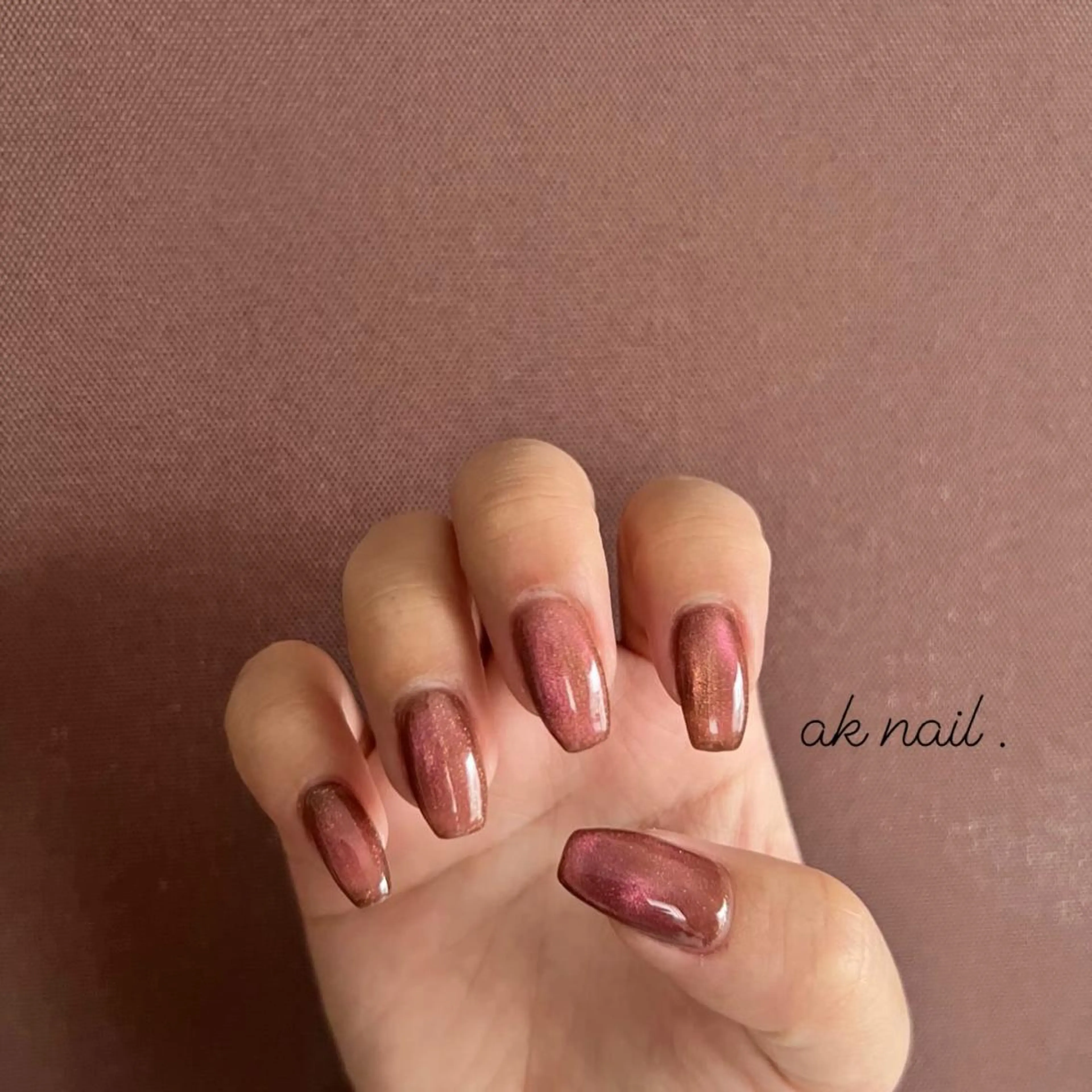 セミロング ネイル マグネットネイル ワンカラーネイル ハンドネイル ak nail .のネイルデザイン
