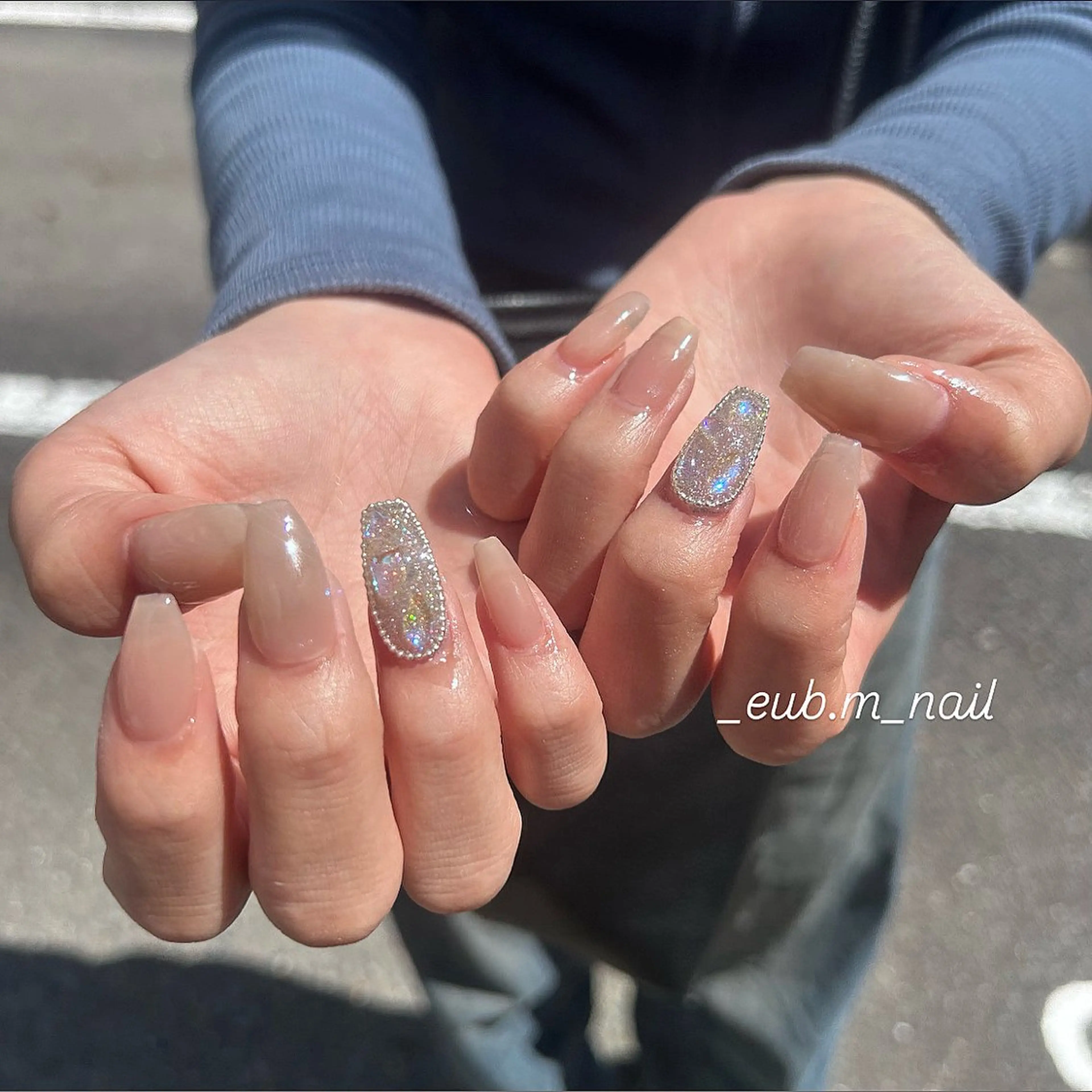 ネイル オーロラネイル ピンク ピンクベージュ 深夜ネイルサロン eub.m_nailのネイルデザイン