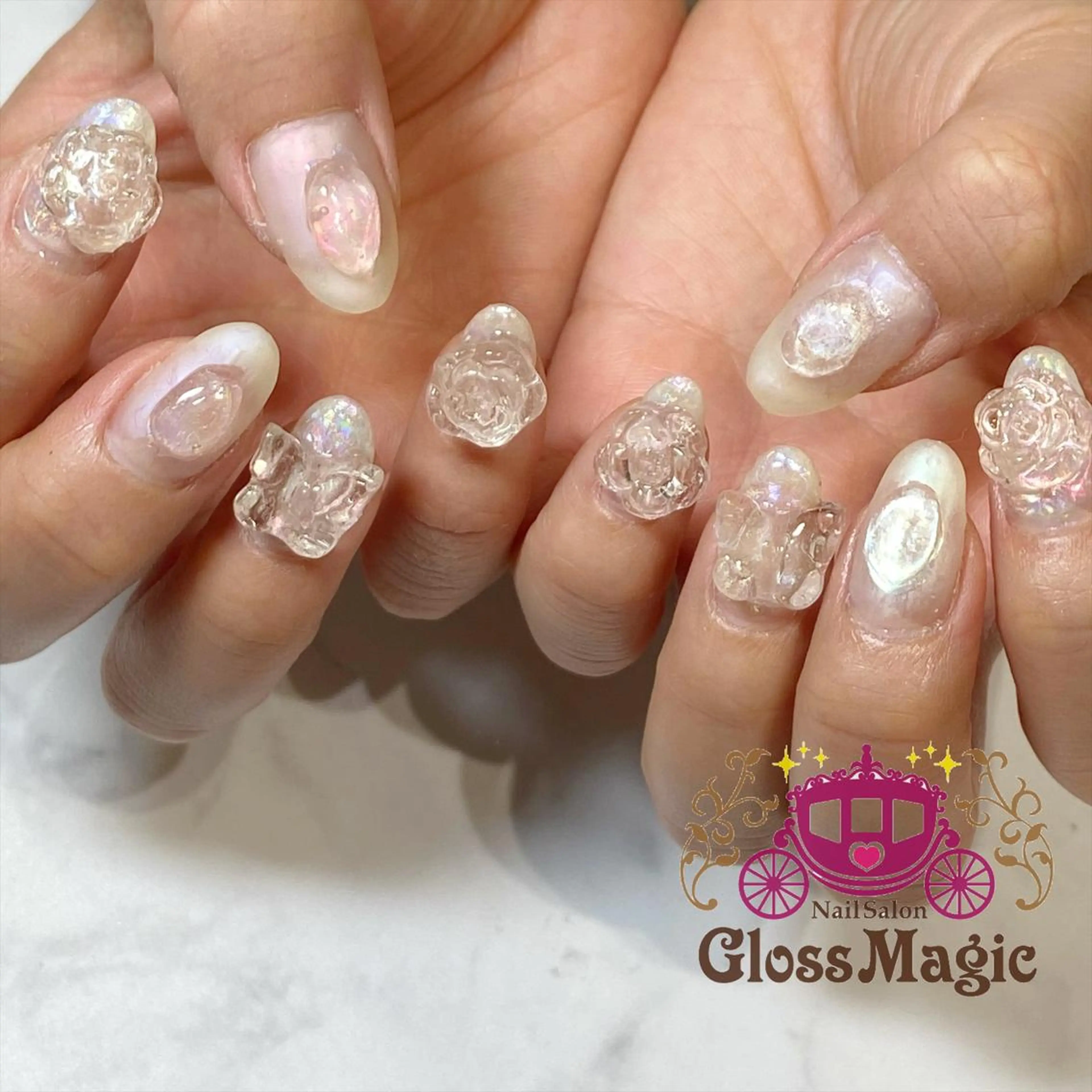 ネイル アートネイル ジェルネイル 氷ネイル・うるうるネイル YUN 💅のネイルデザイン