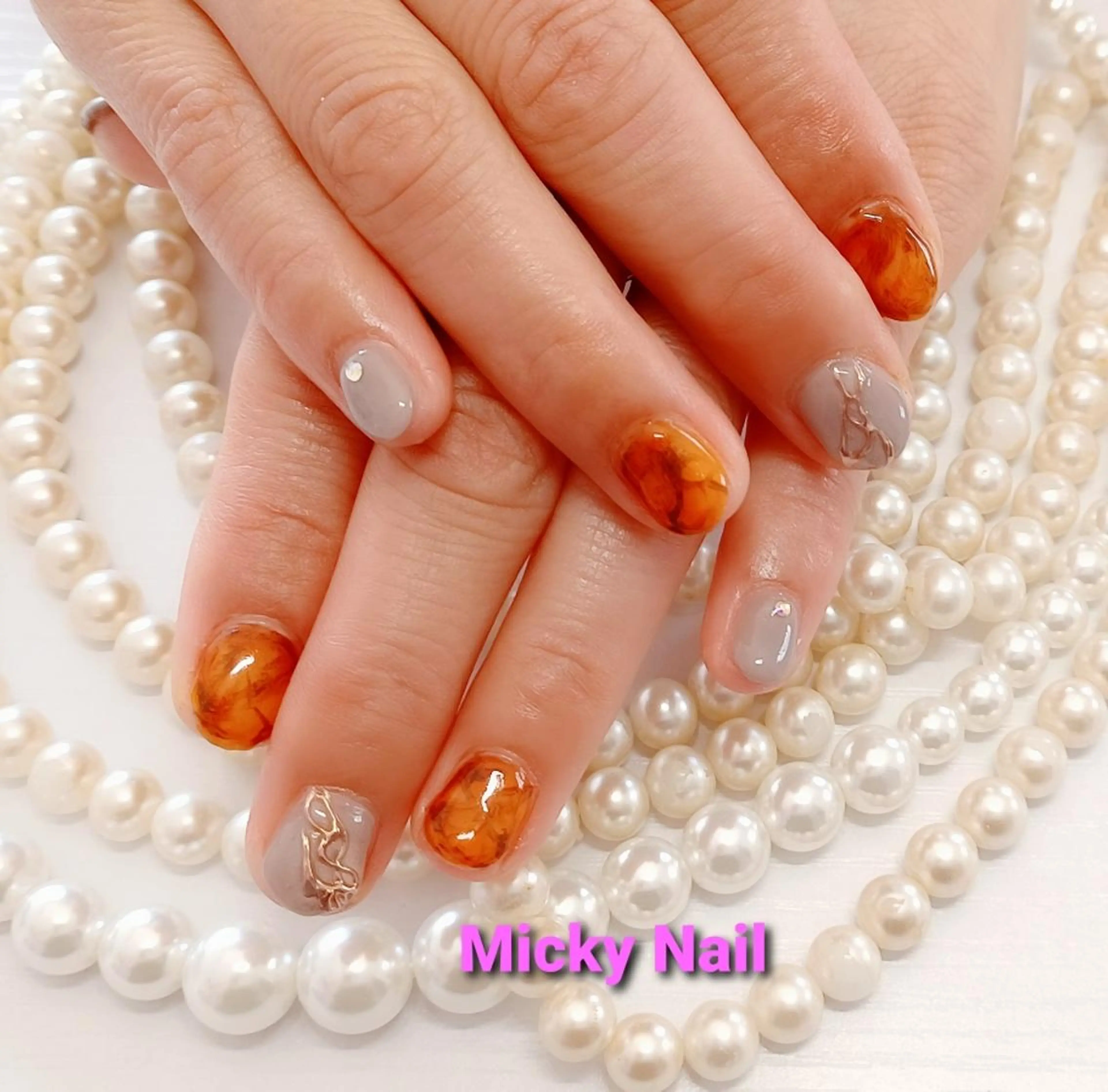 ネイル べっ甲ネイル ニュアンスネイル Micky nail chikushinoのネイルデザイン