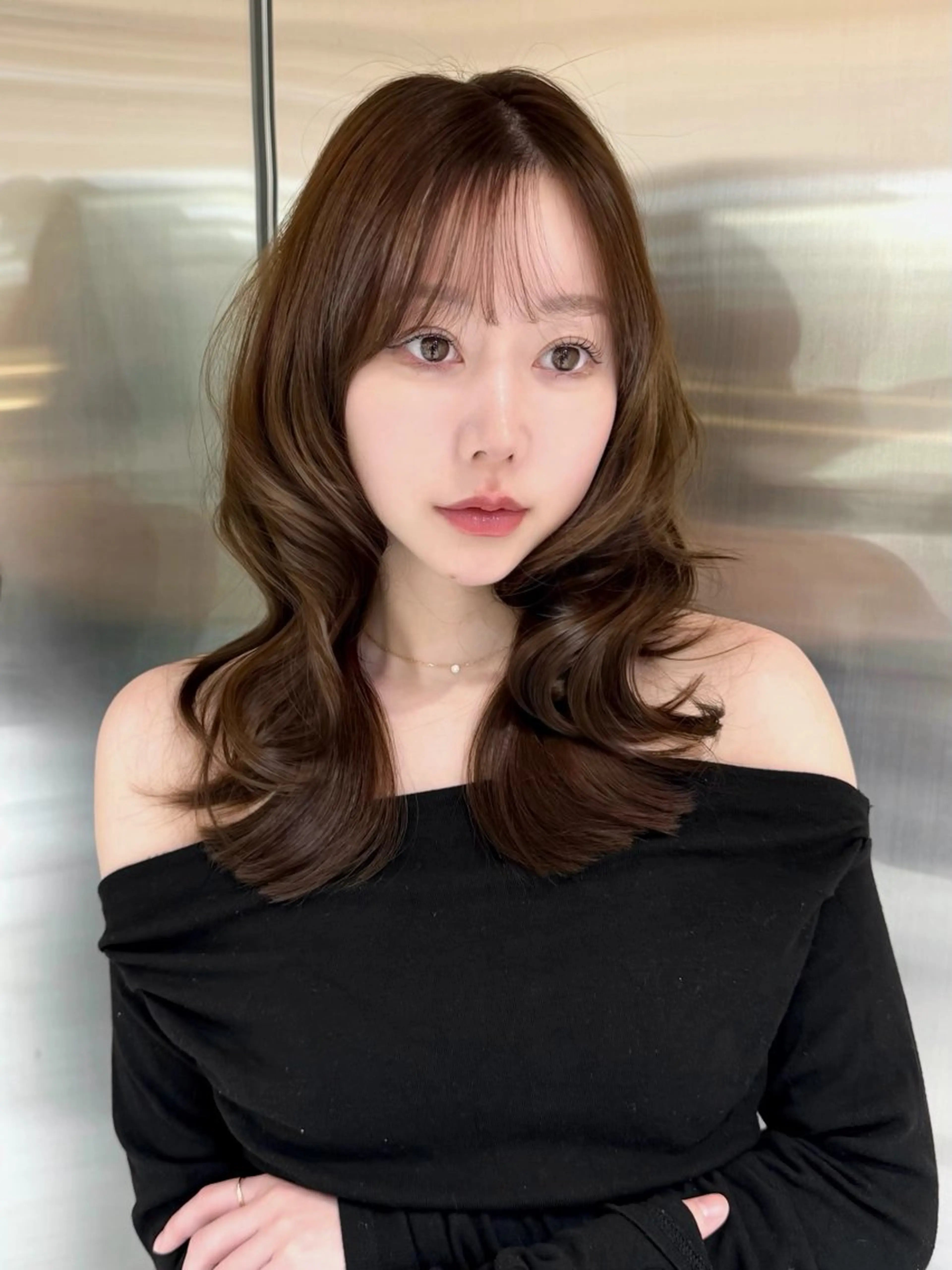 ミディアム カット ヘアカラー トリートメント Loom by Sea 新宿所属・Kaede/ブリーチ なし/レイヤー🤍のヘアスタイル