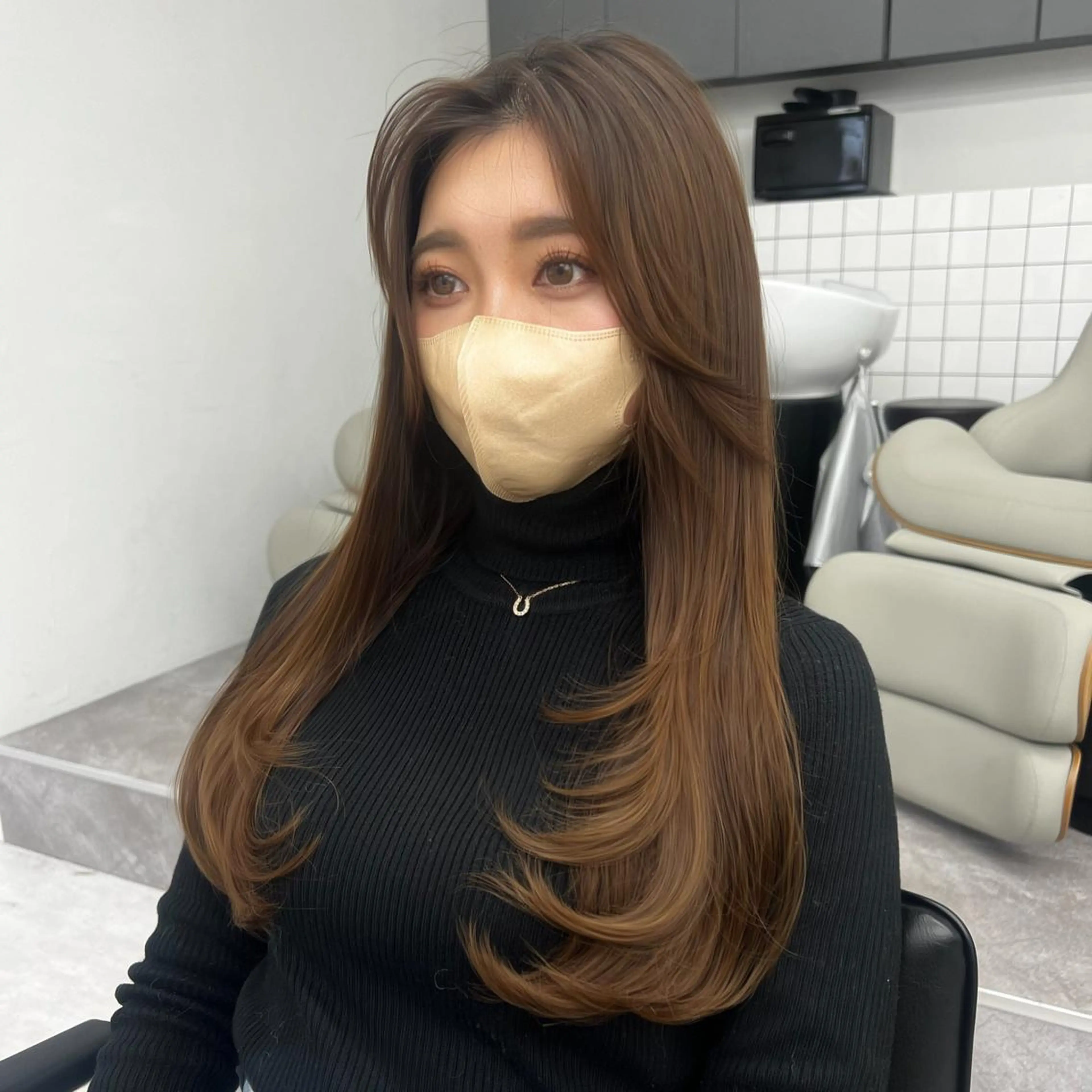 ロング カラー 韓国ヘア♡ 顔まわりカットayaのヘアスタイル