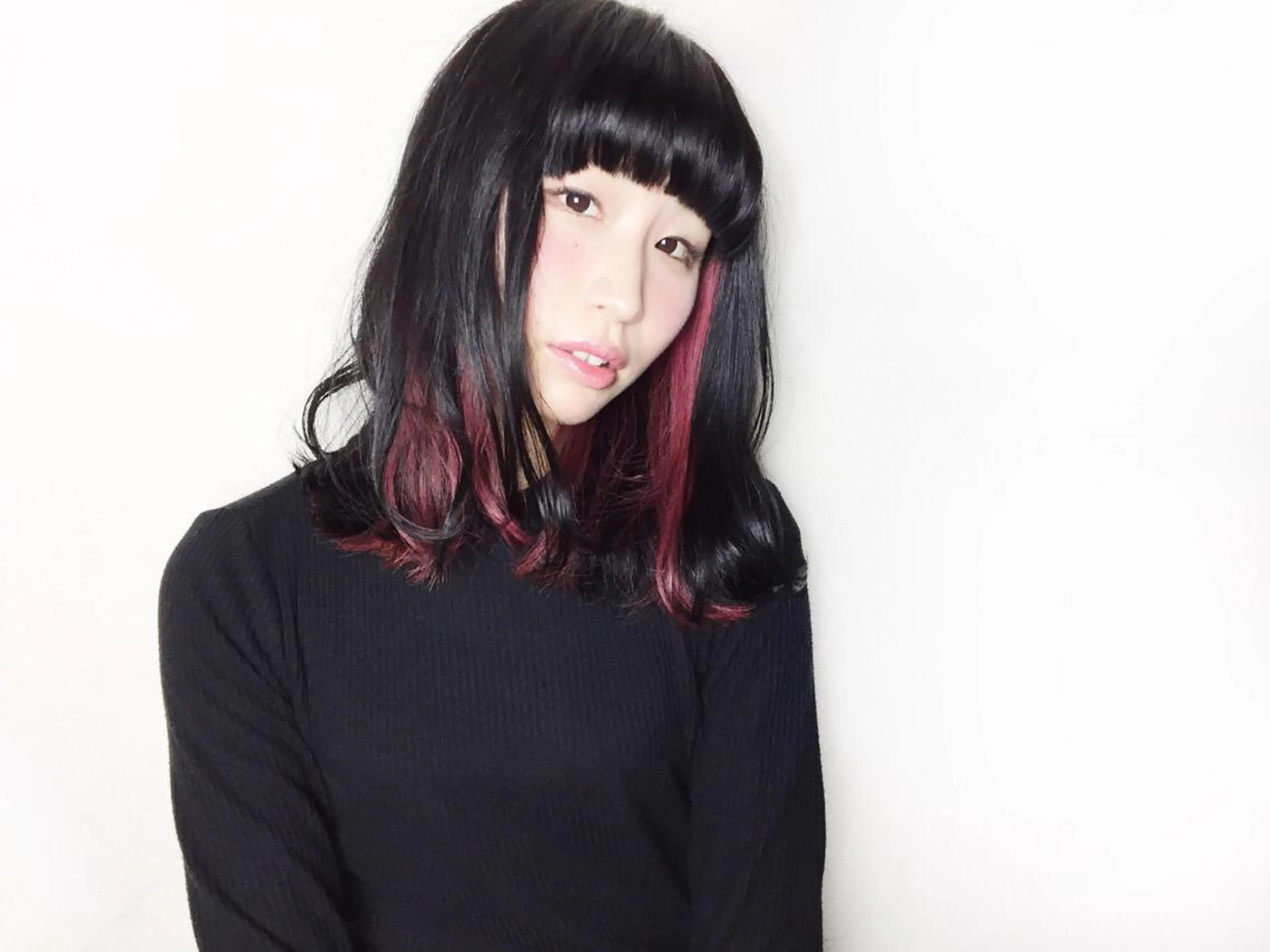 ミディアム カラー インナーカラー ピンクカラー 武田 久司のヘアスタイル