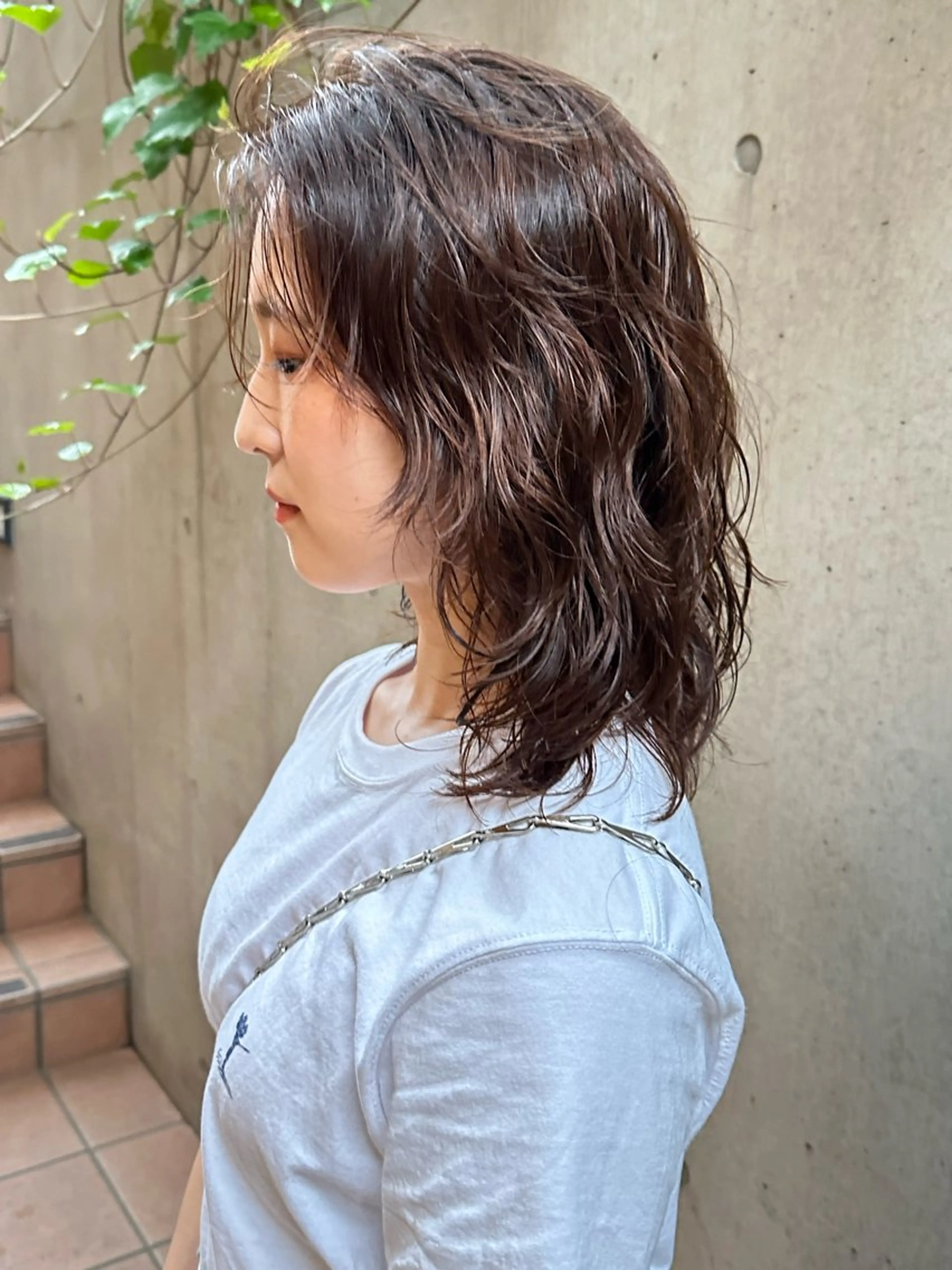 ミディアム カラー パーマ 似合わせカット /パーマ岡本淳平のヘアスタイル