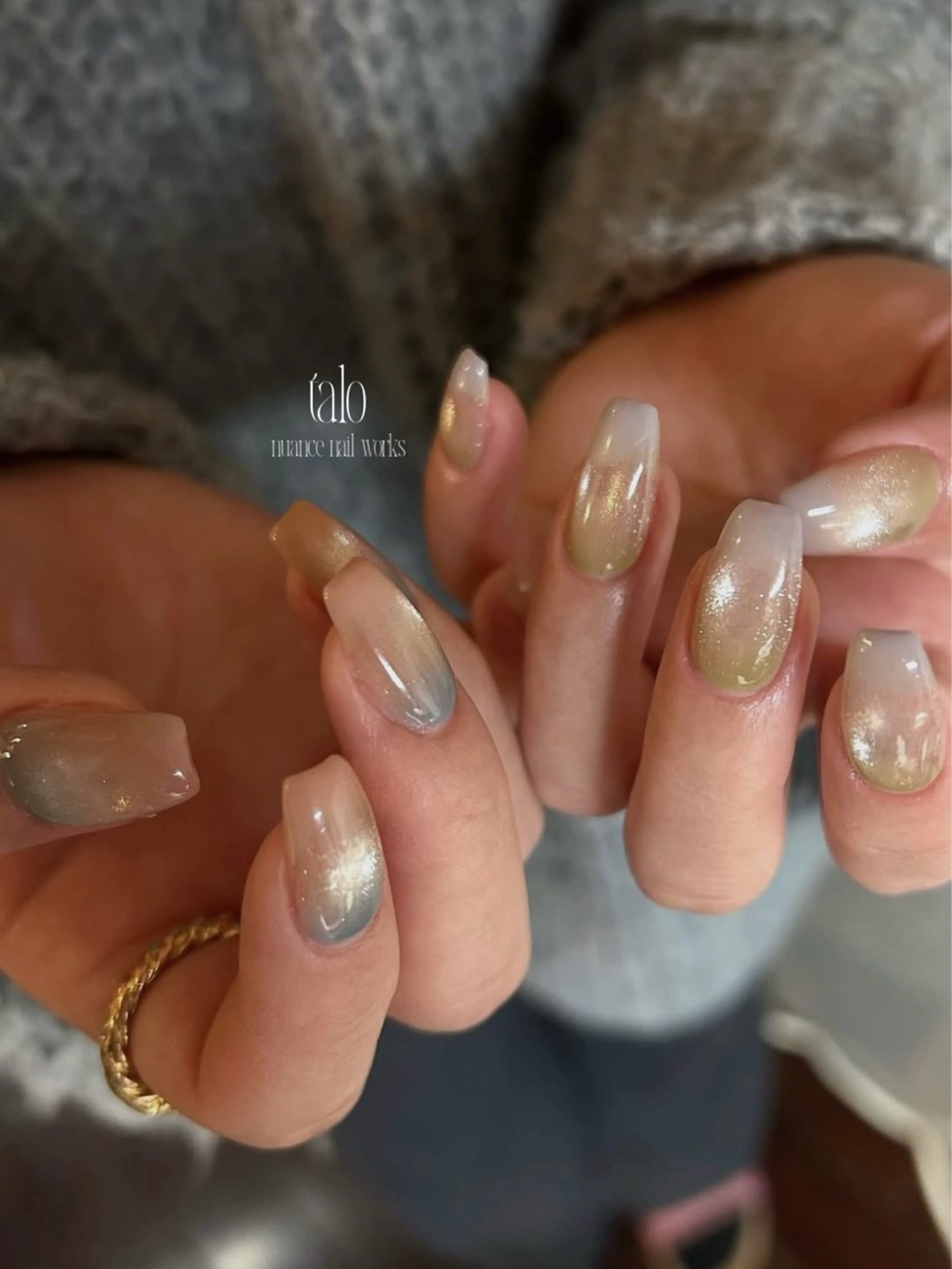 ネイル アートネイル マグネットネイル ニュアンスネイル 夏ネイル talo .のネイルデザイン