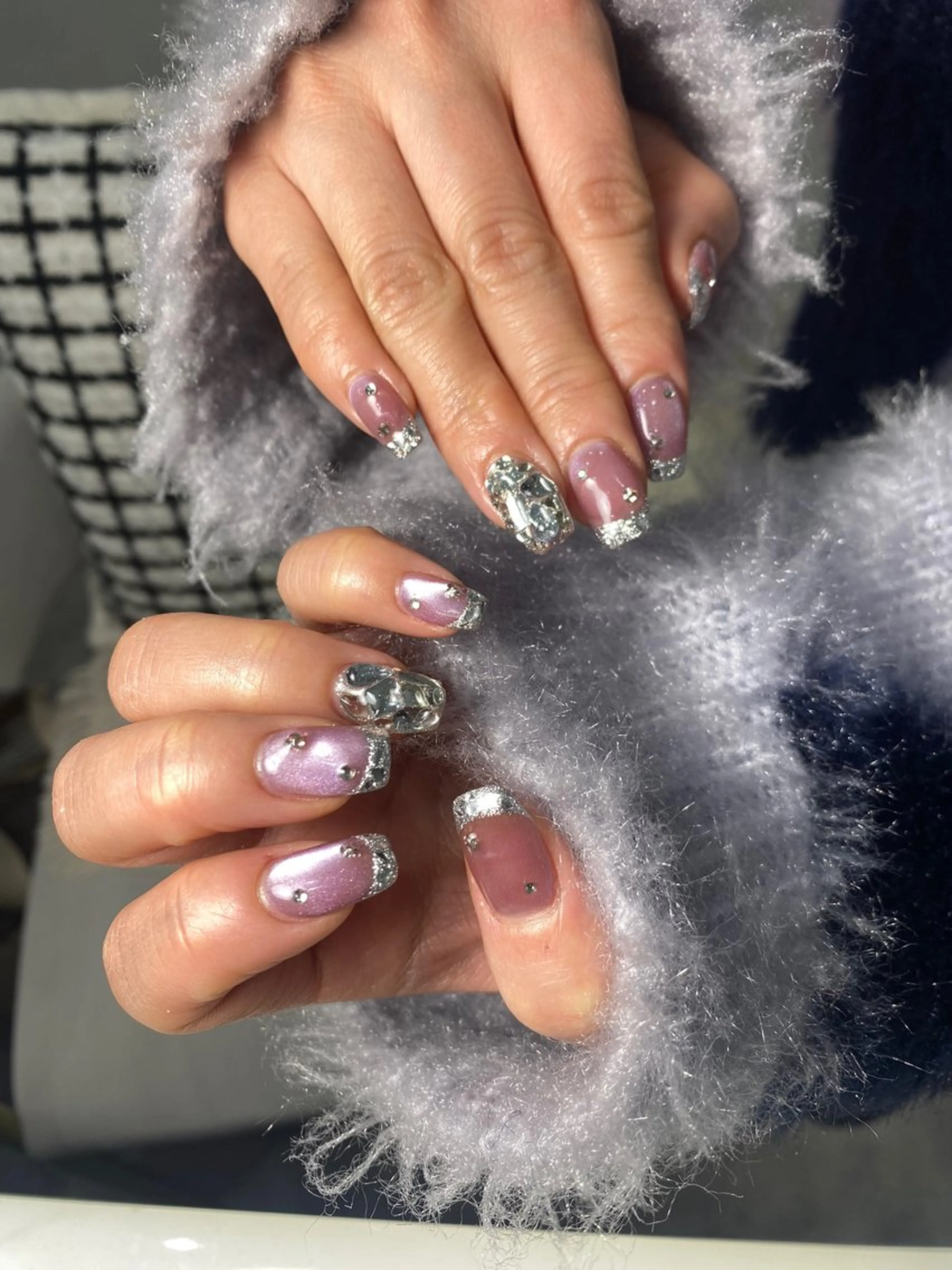 ネイル チークネイル フレンチネイル ジェルネイル ガーリー ガラスフレンチ ハンドネイル 高橋 雪のネイルデザイン