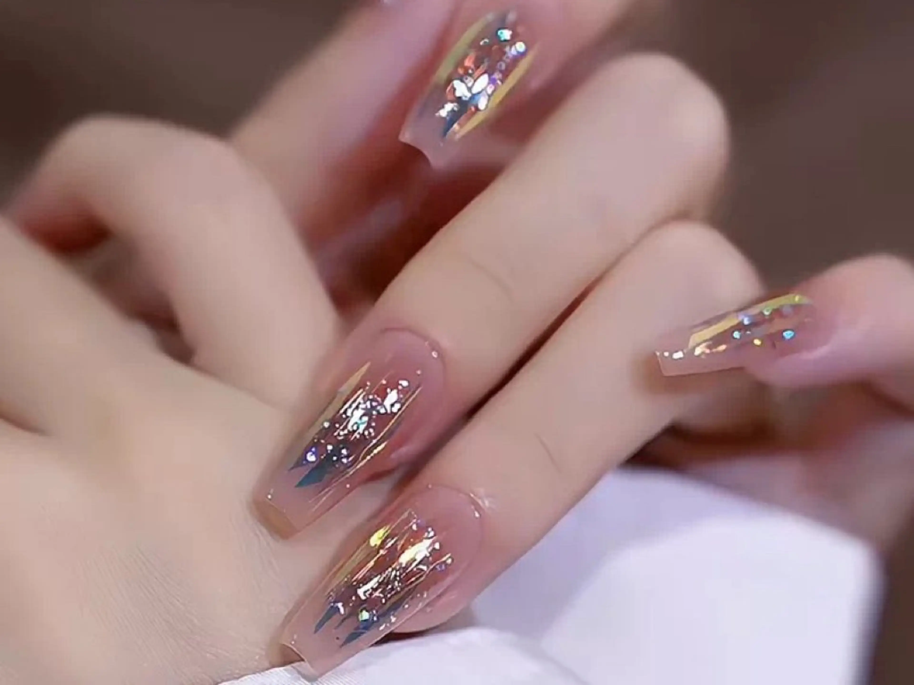 ネイル オーロラネイル チークネイル 長さ出し フットネイル フレンチネイル AND Nail 長さだし専門新宿店のネイルデザイン