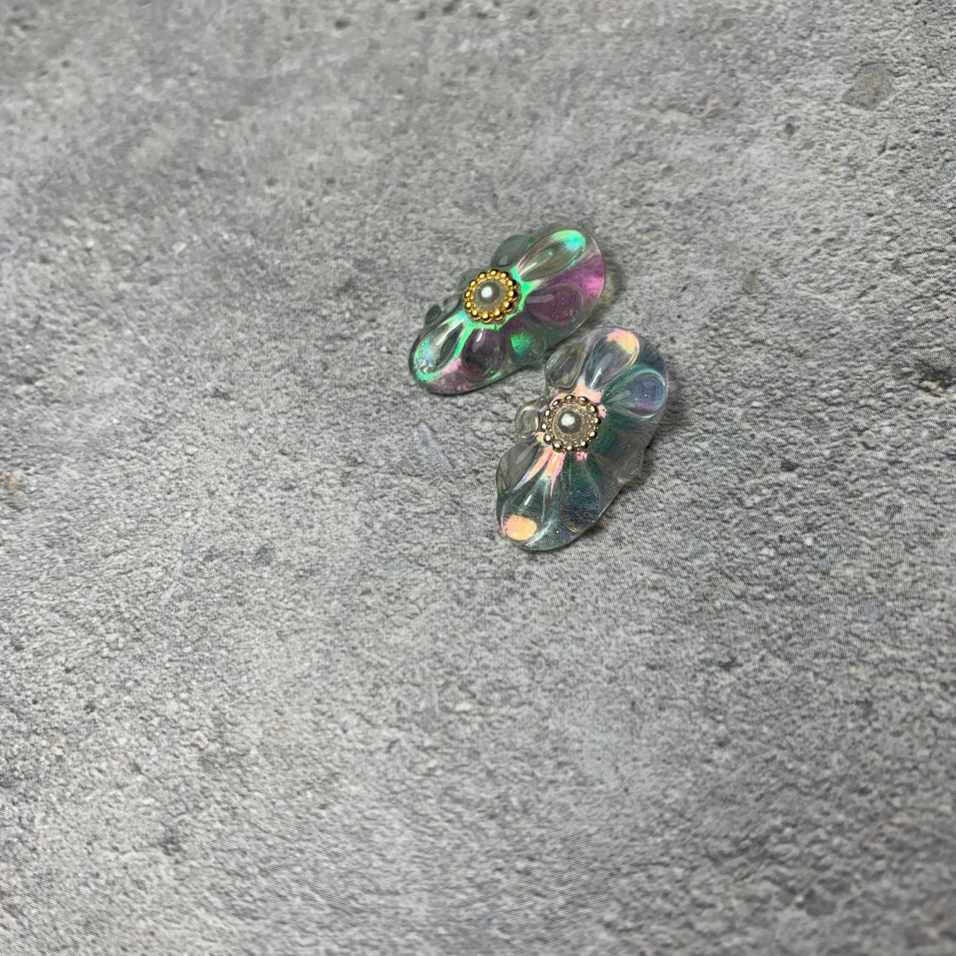 ネイル オーロラネイル クリアネイル フラワーネイル ぷっくりネイル miyu ☺︎のネイルデザイン