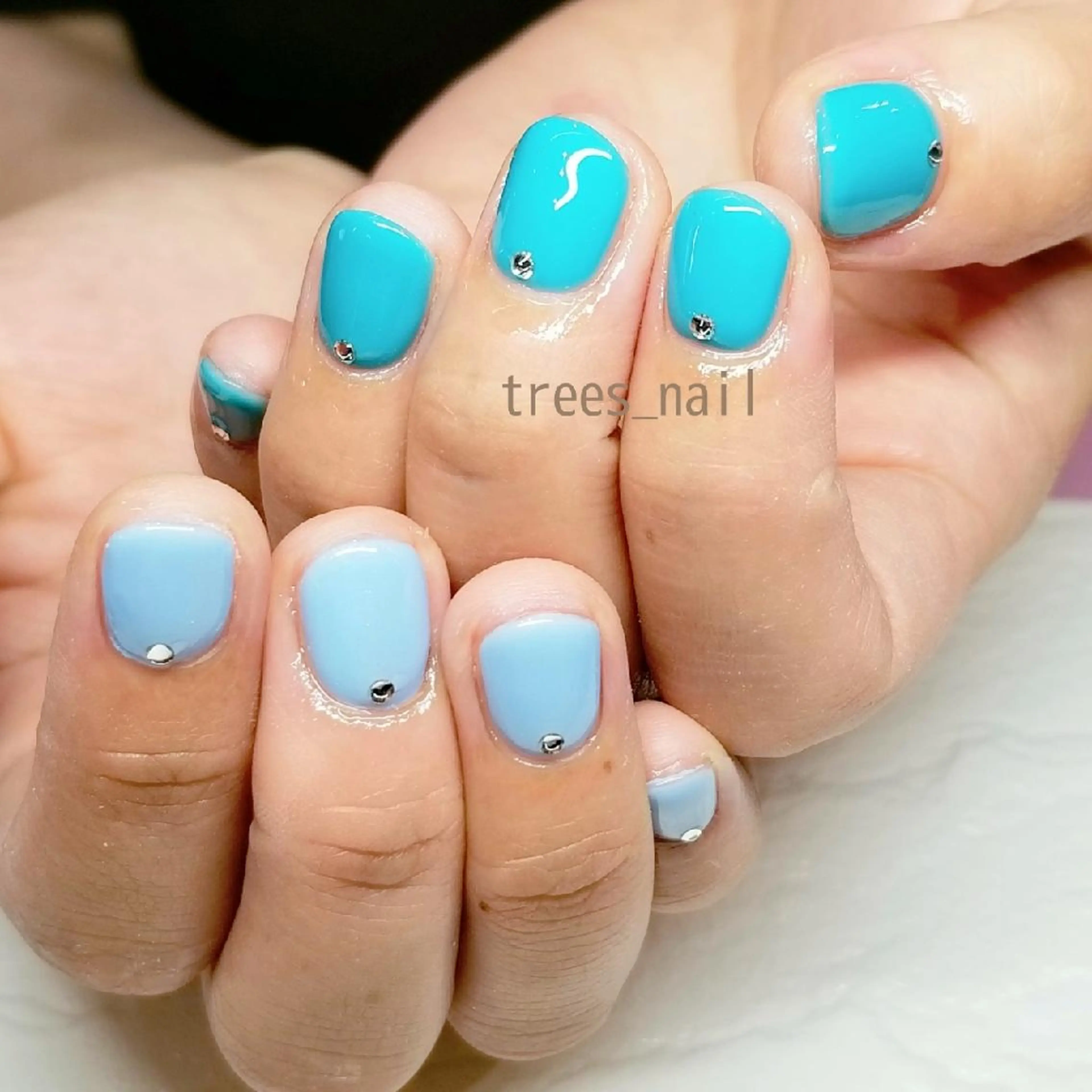ネイル ブルー シンプルネイル trees_ nailのネイルデザイン