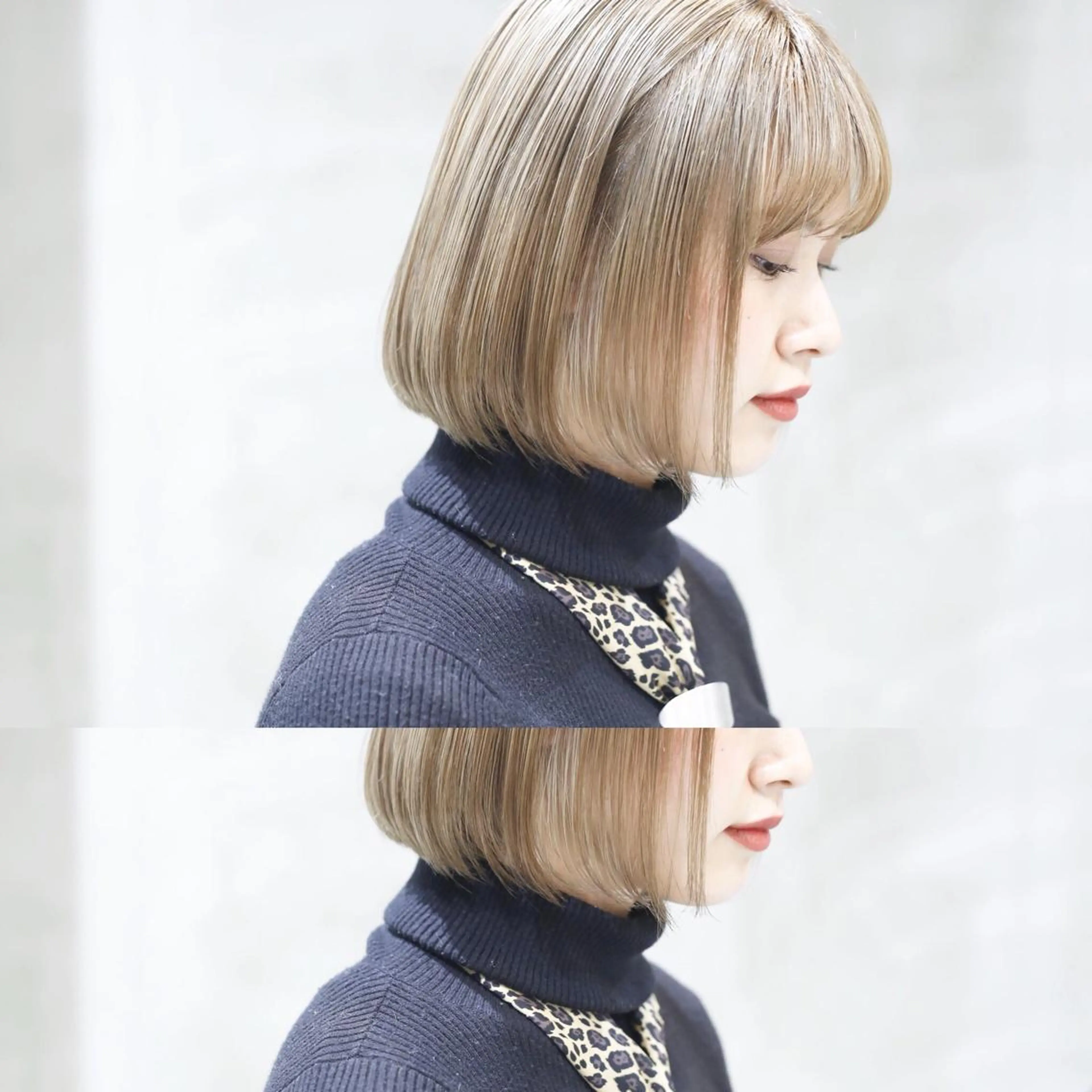 ミディアム カラー アッシュ ベージュカラー ill.所属・ill［イル］大須 ダブルカラー髪質改善のヘアスタイル