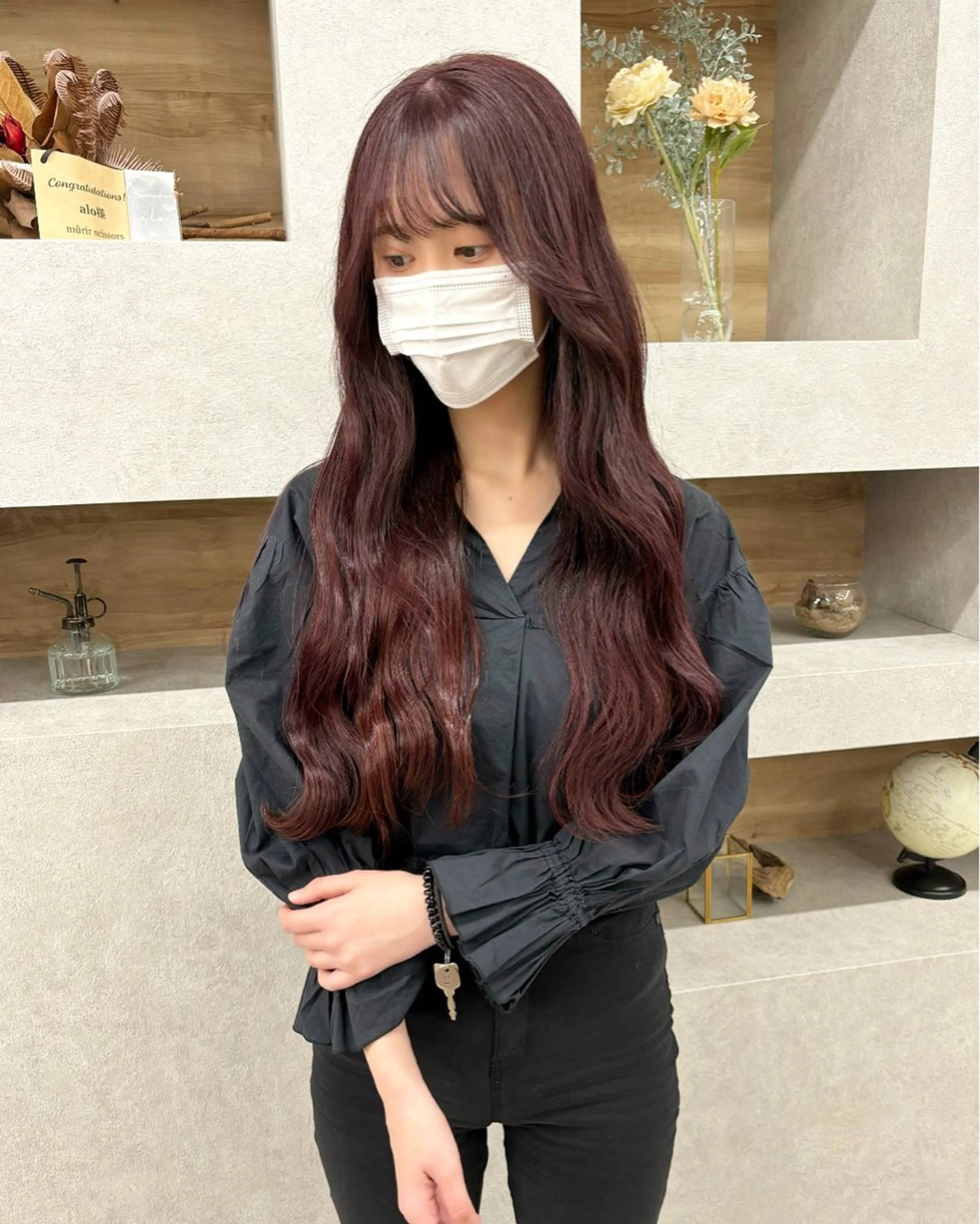 ロング カラー ヘアアレンジ ブリーチ ラベンダーカラー ブリーチなしカラー ピンクカラー ピンクラベンダー 苗代萌/ぷるツヤ髪 🫧／レイヤーカットのヘアスタイル