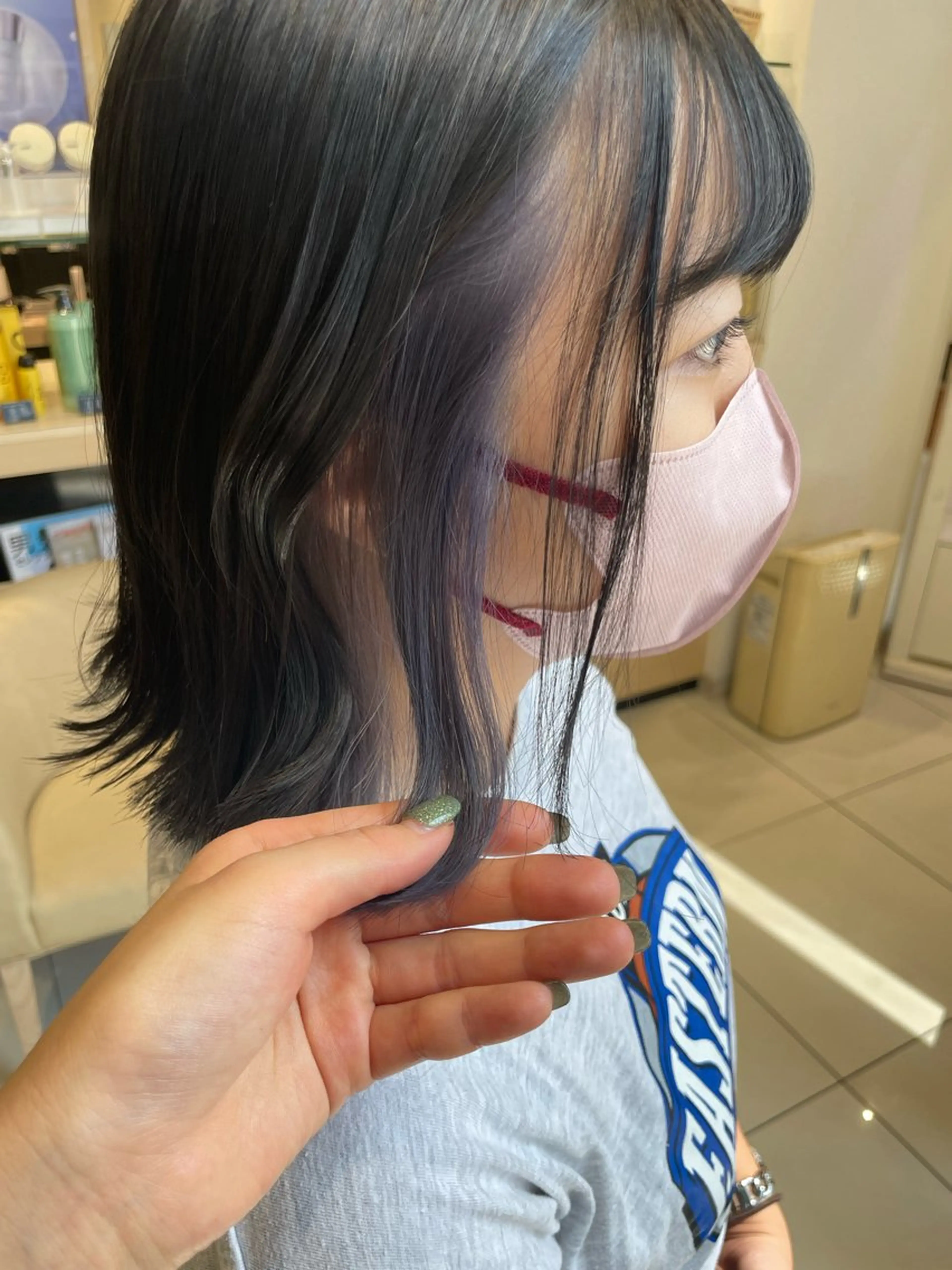 ミディアム カラー ブリーチ インナーカラー ヘアカラー クロスパーマ/うる艶 カラー/Kurumiのヘアスタイル