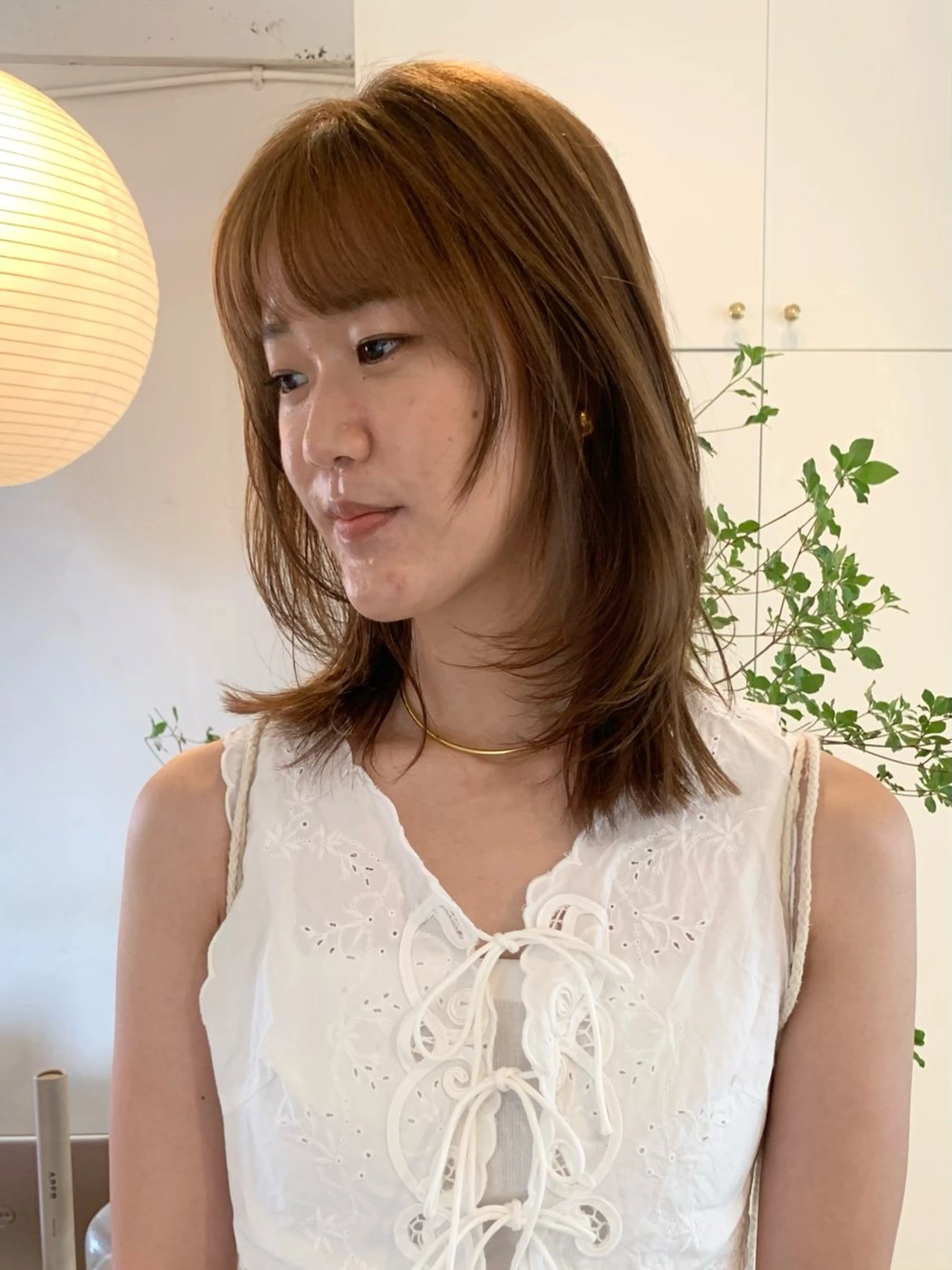 セミロング カラー ベージュカラー ブリーチ ダブルカラー ミルクティーベージュ ブリーチなしカラー ヘアカラー 落合希 Olivebeigeのヘアスタイル