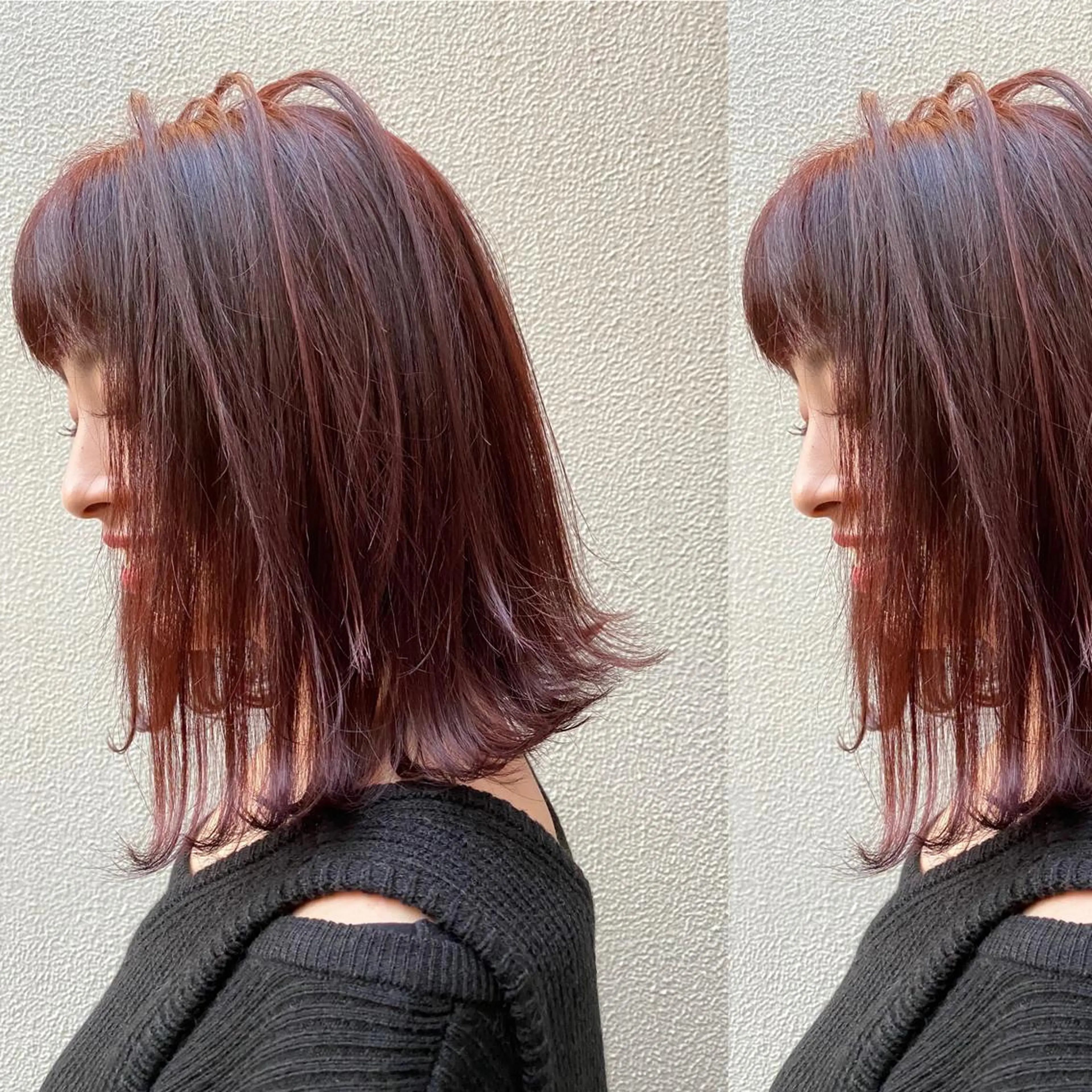 ミディアム カラー ボルドーカラー カット ヘアカラー ツキノキ ミナのヘアスタイル