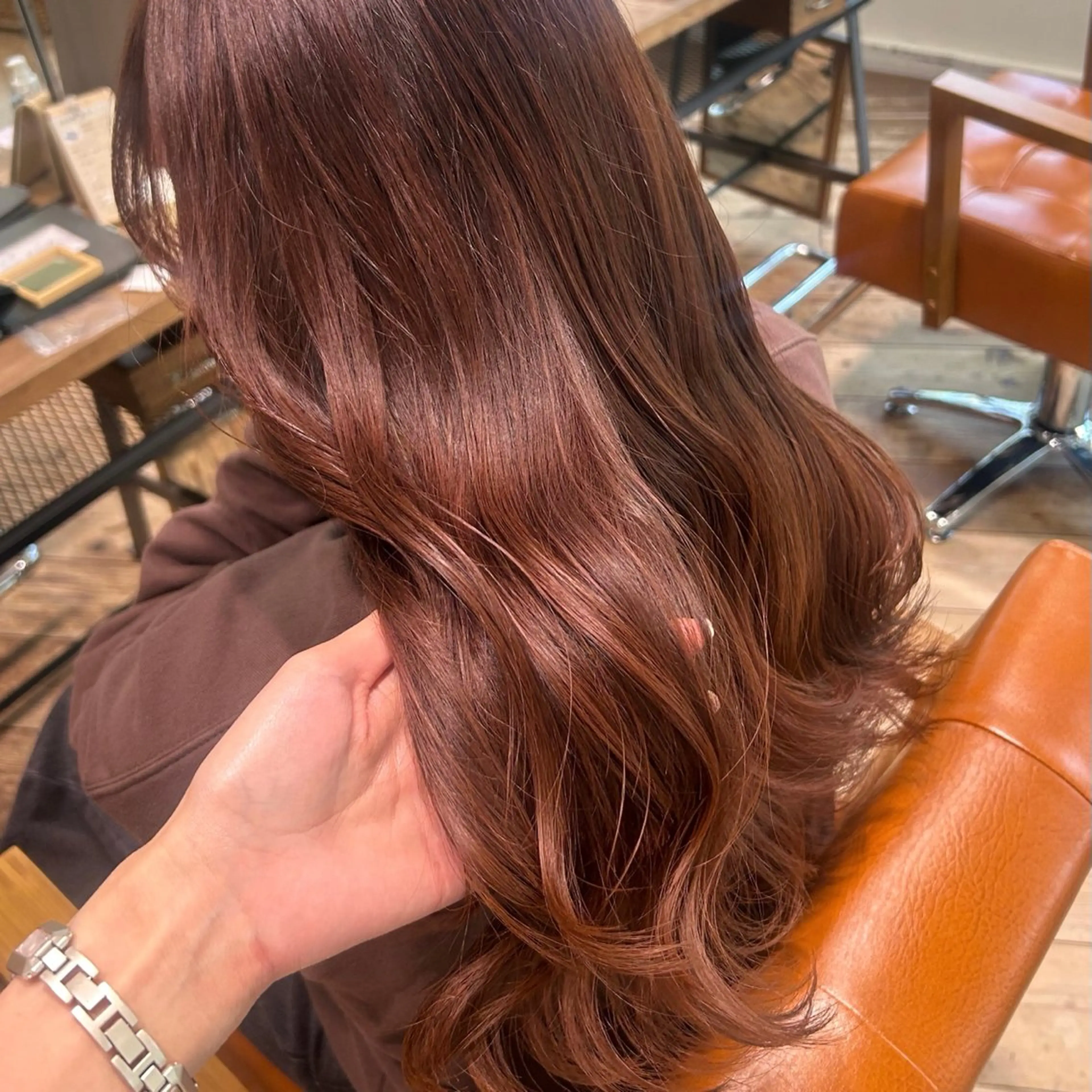 ロング カラー ブラウンカラー オレンジ オレンジブラウン ヘアカラー nana/ボブ/ レイヤー/梅田のヘアスタイル