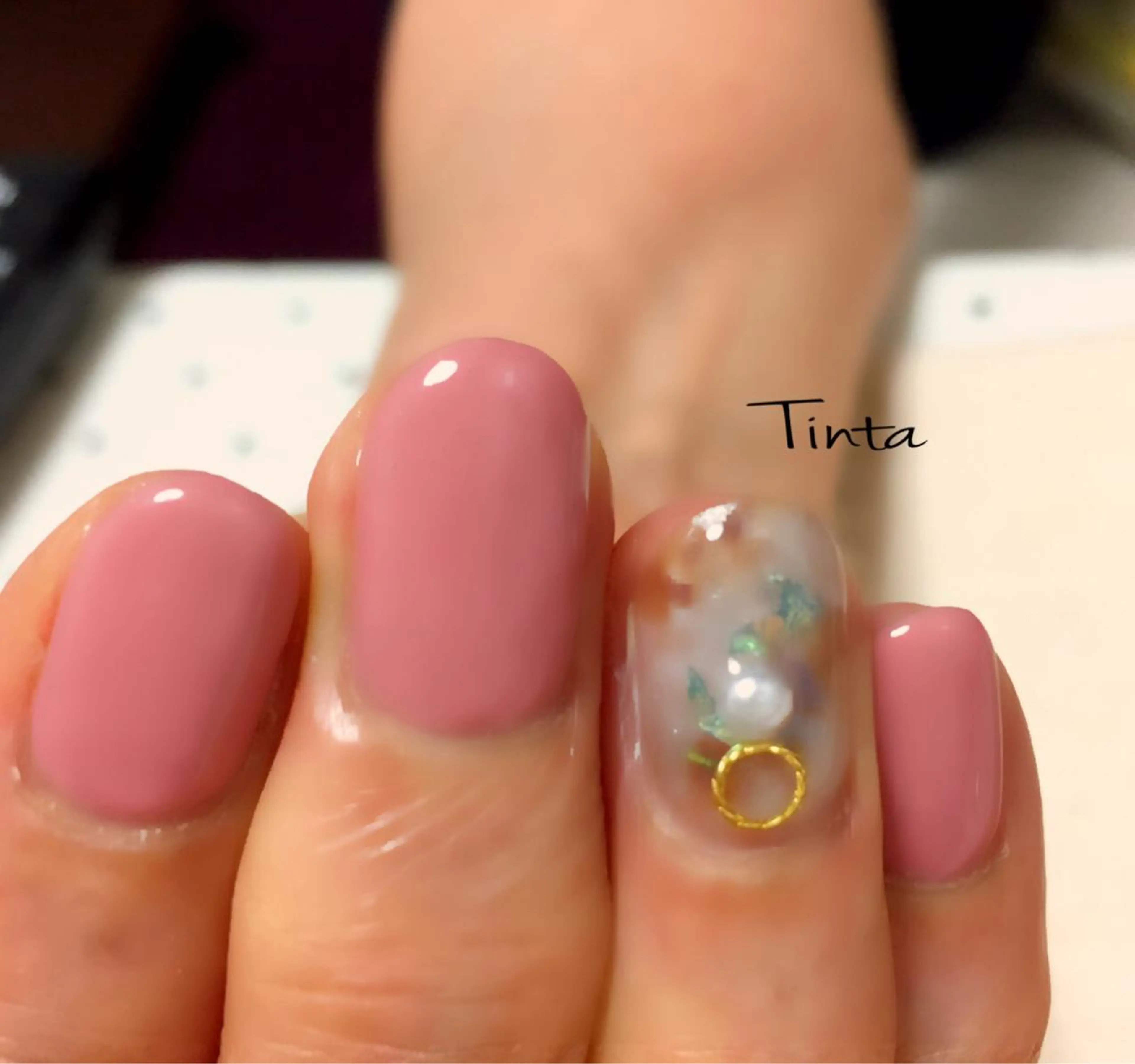 ネイル 大理石ネイル(マーブル) ピンク ネイルサロン ティンタ所属・馬場 典子のネイルデザイン