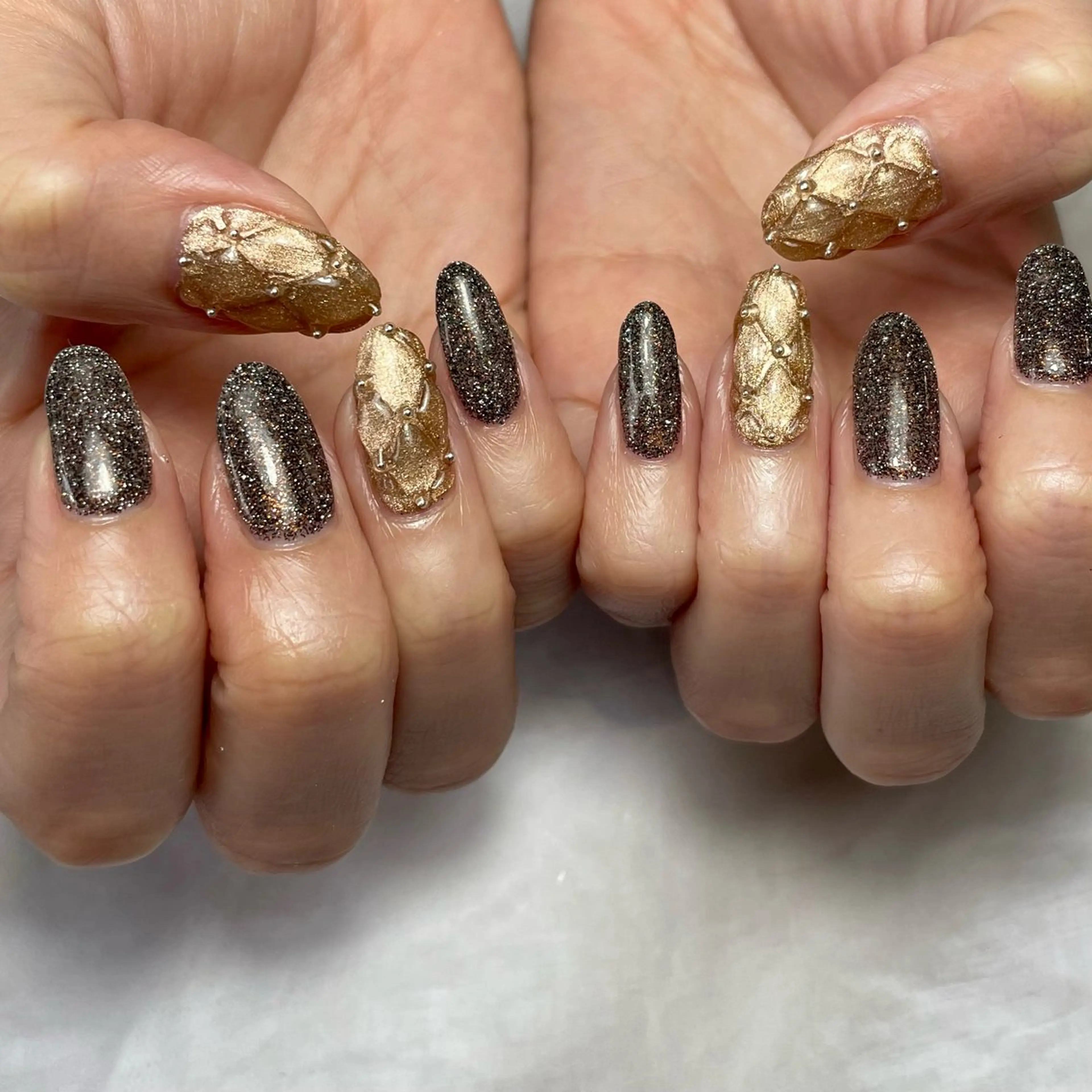 ネイル フラッシュネイル ゴールド シンプルネイル Reflection marikoのネイルデザイン