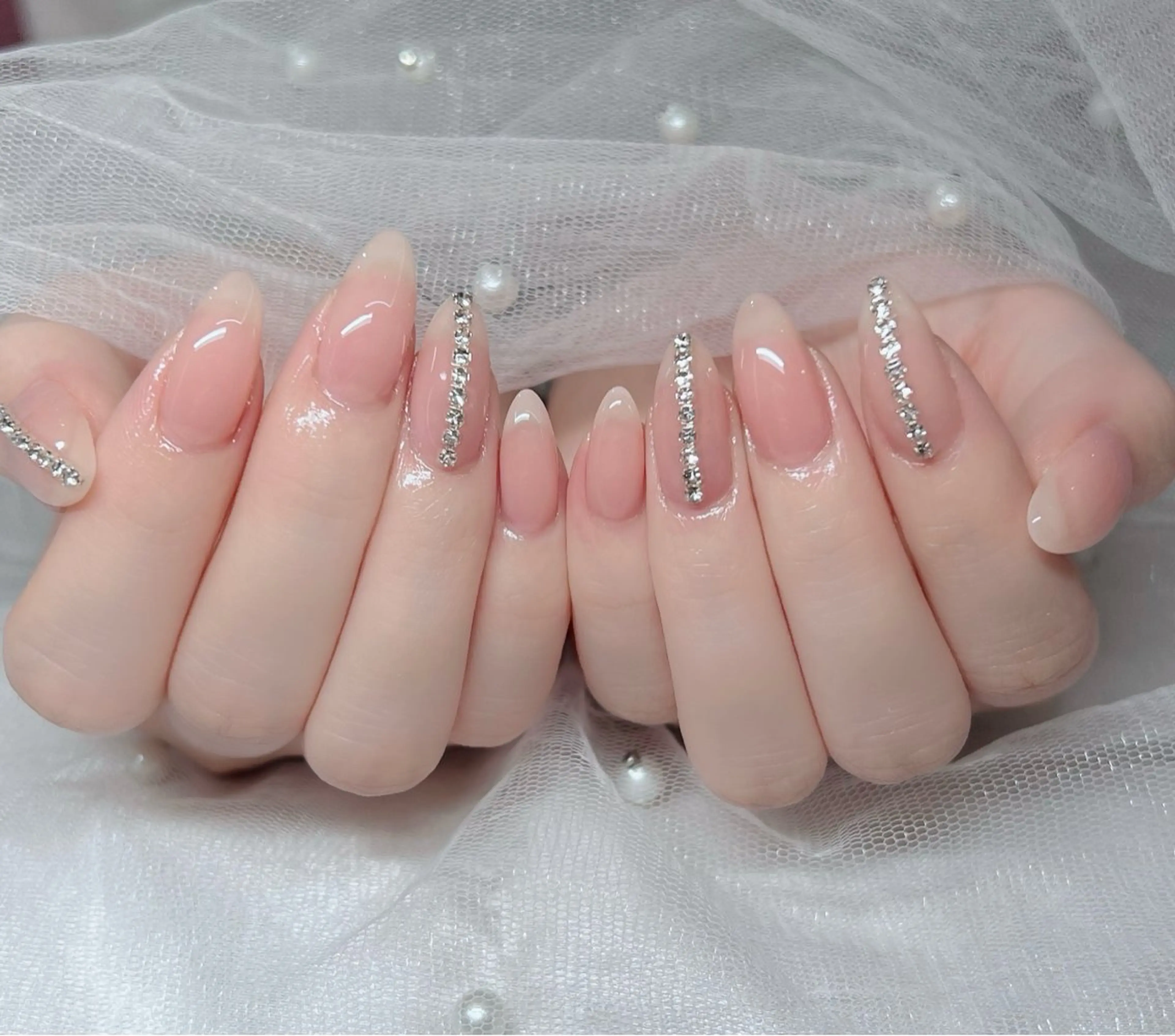 ネイル ハンドネイル 🎀PG🩵 ネイルサロンのネイルデザイン