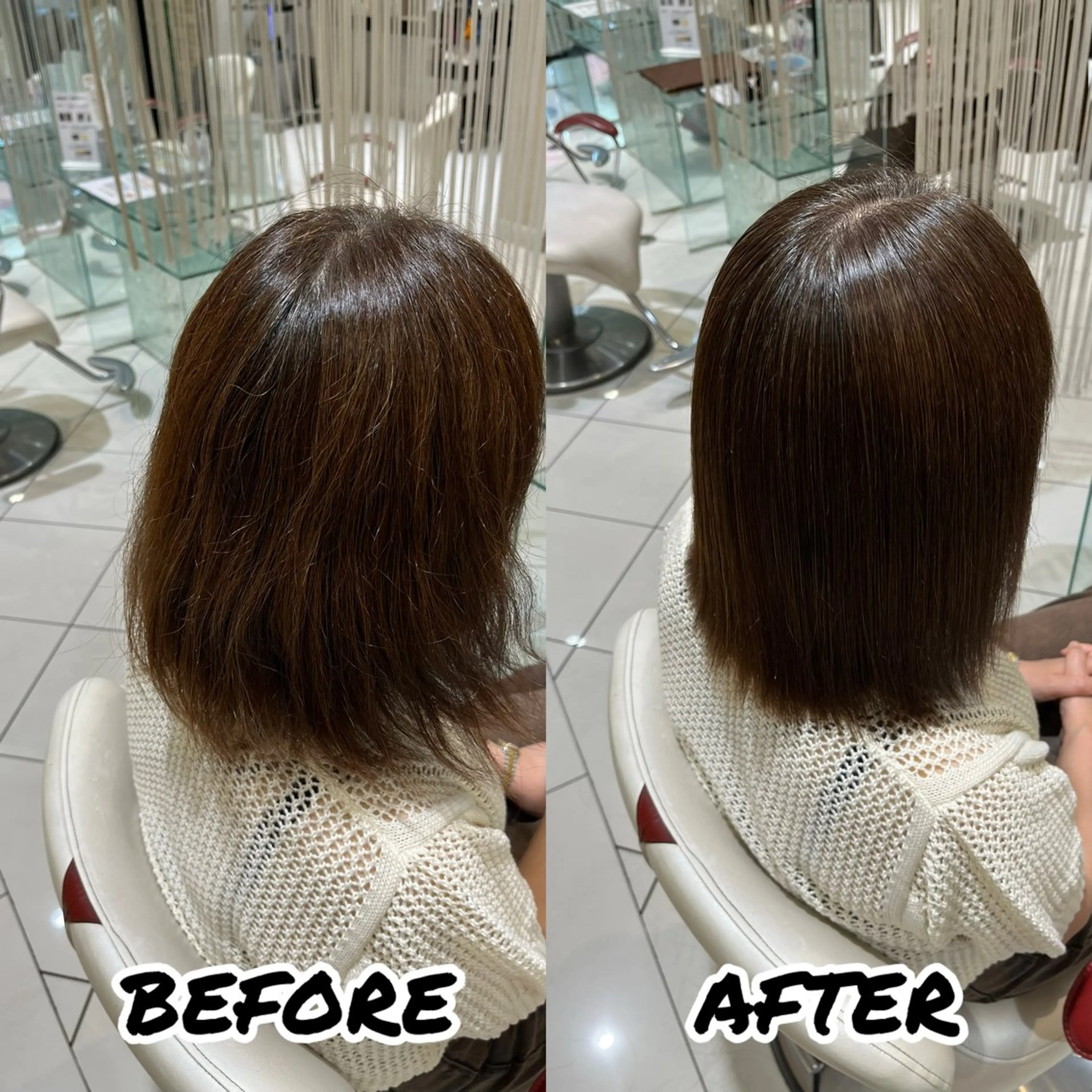 ミディアム カット 縮毛矯正 トリートメント 髪質改善美容師 鈴木のヘアスタイル