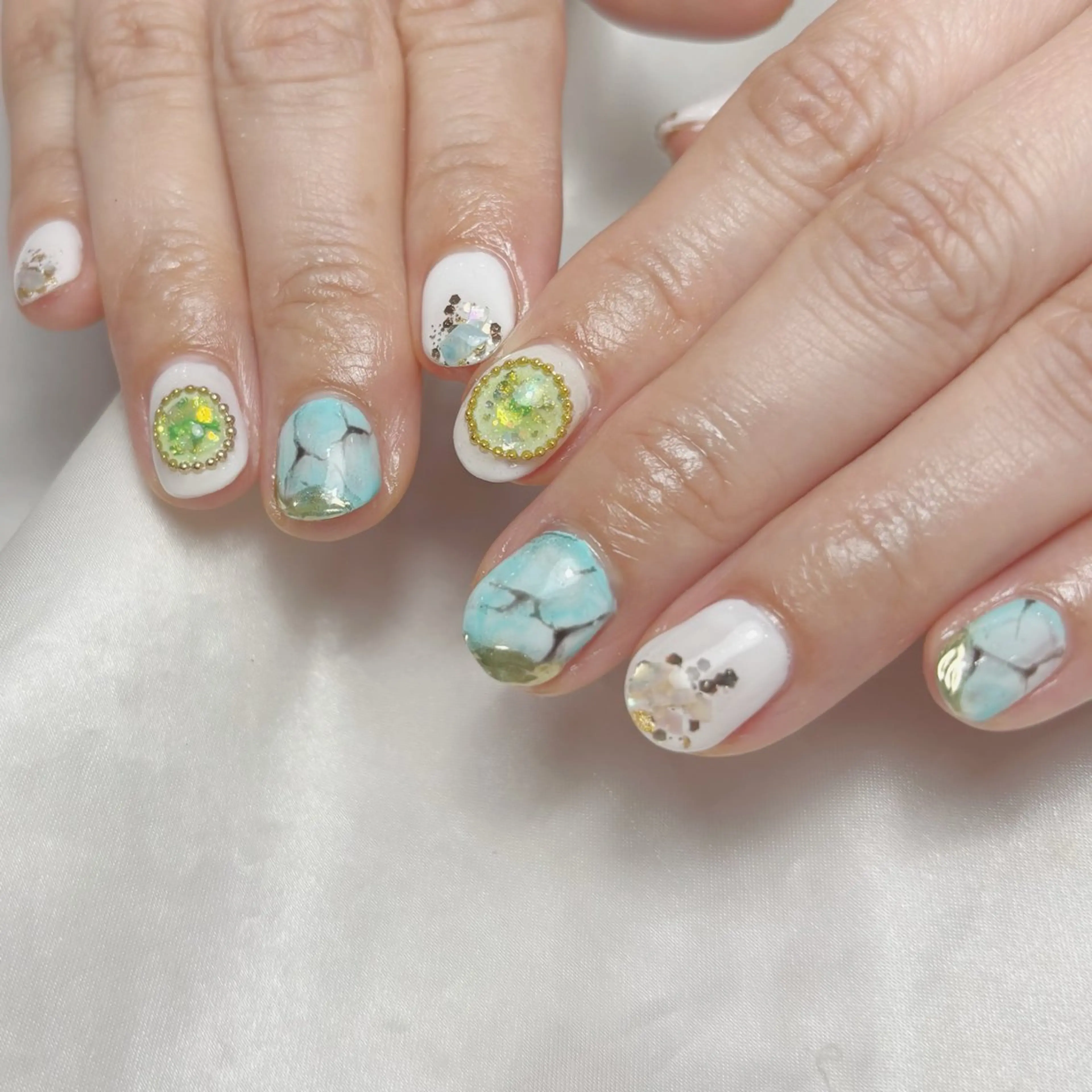 ネイル グリーン 大理石ネイル(マーブル) 持ち込み Ray nail   WAKA️🫧のネイルデザイン