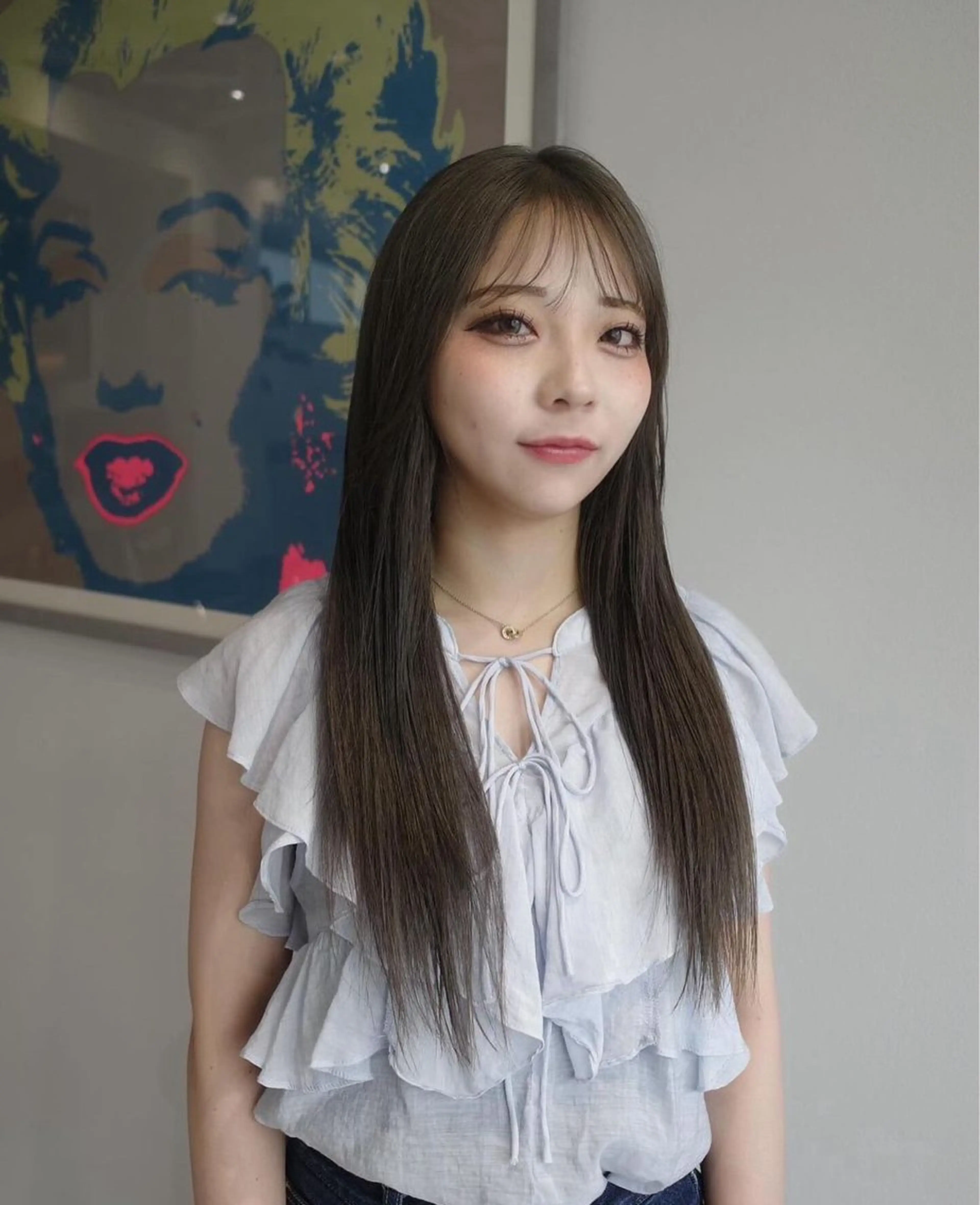 ロング カラー グレージュ ケアブリーチ/透明感 ピンクカラー/ふうとのヘアスタイル