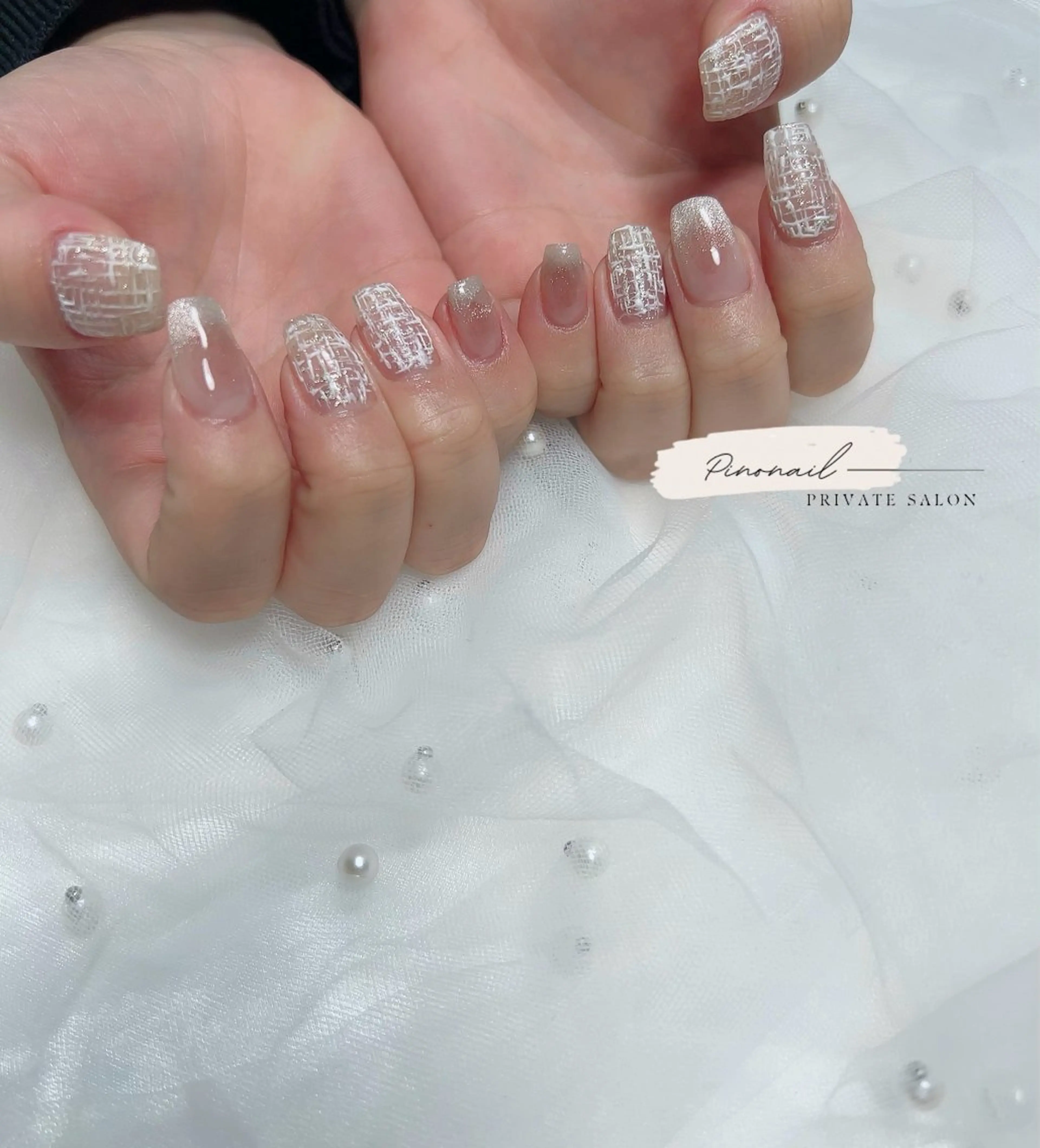 ネイル チークネイル ツイードネイル ハンドネイル pinonail所属・Pino Nailのネイルデザイン