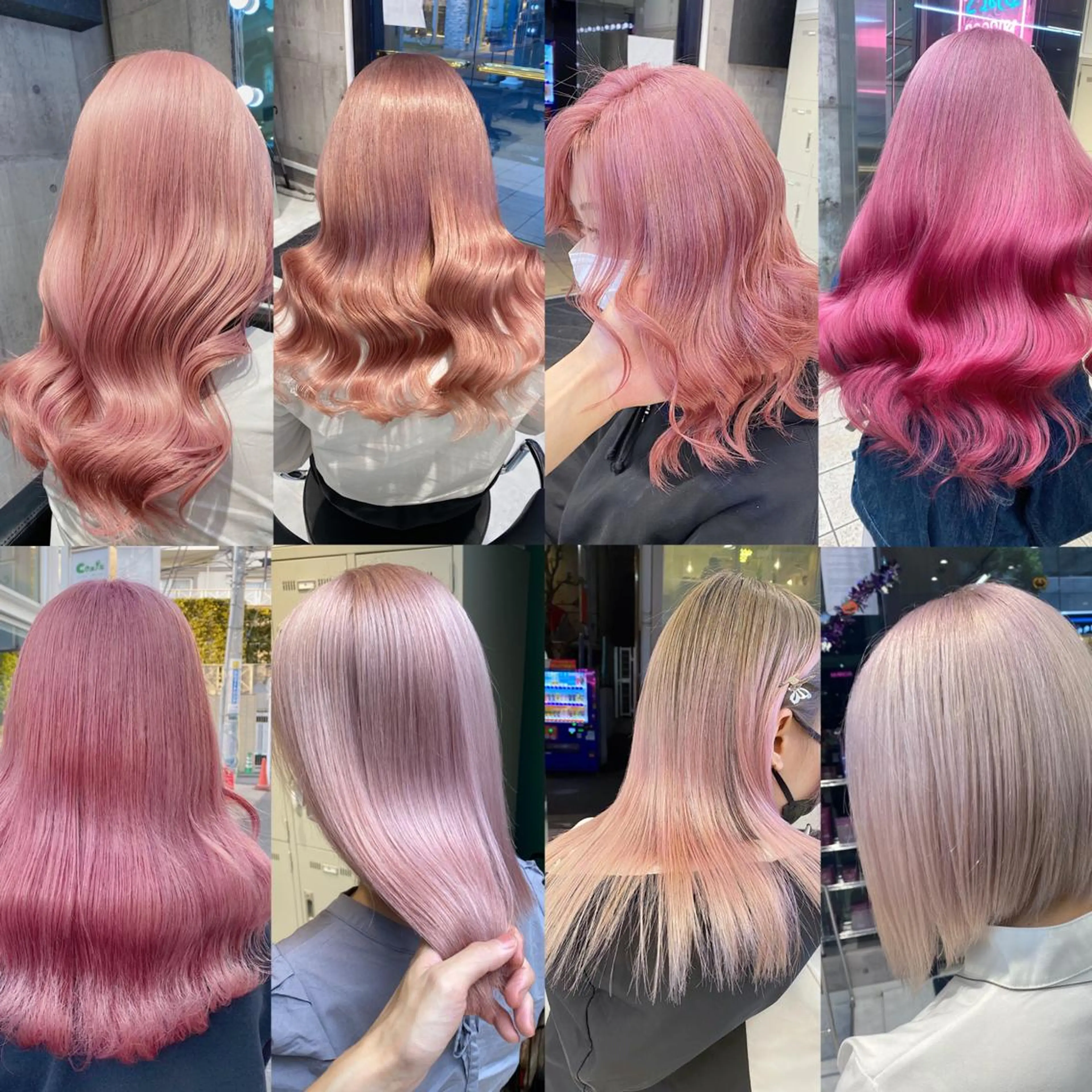 ミディアム カラー JuNブリーチに 縮毛矯正するプロのヘアスタイル