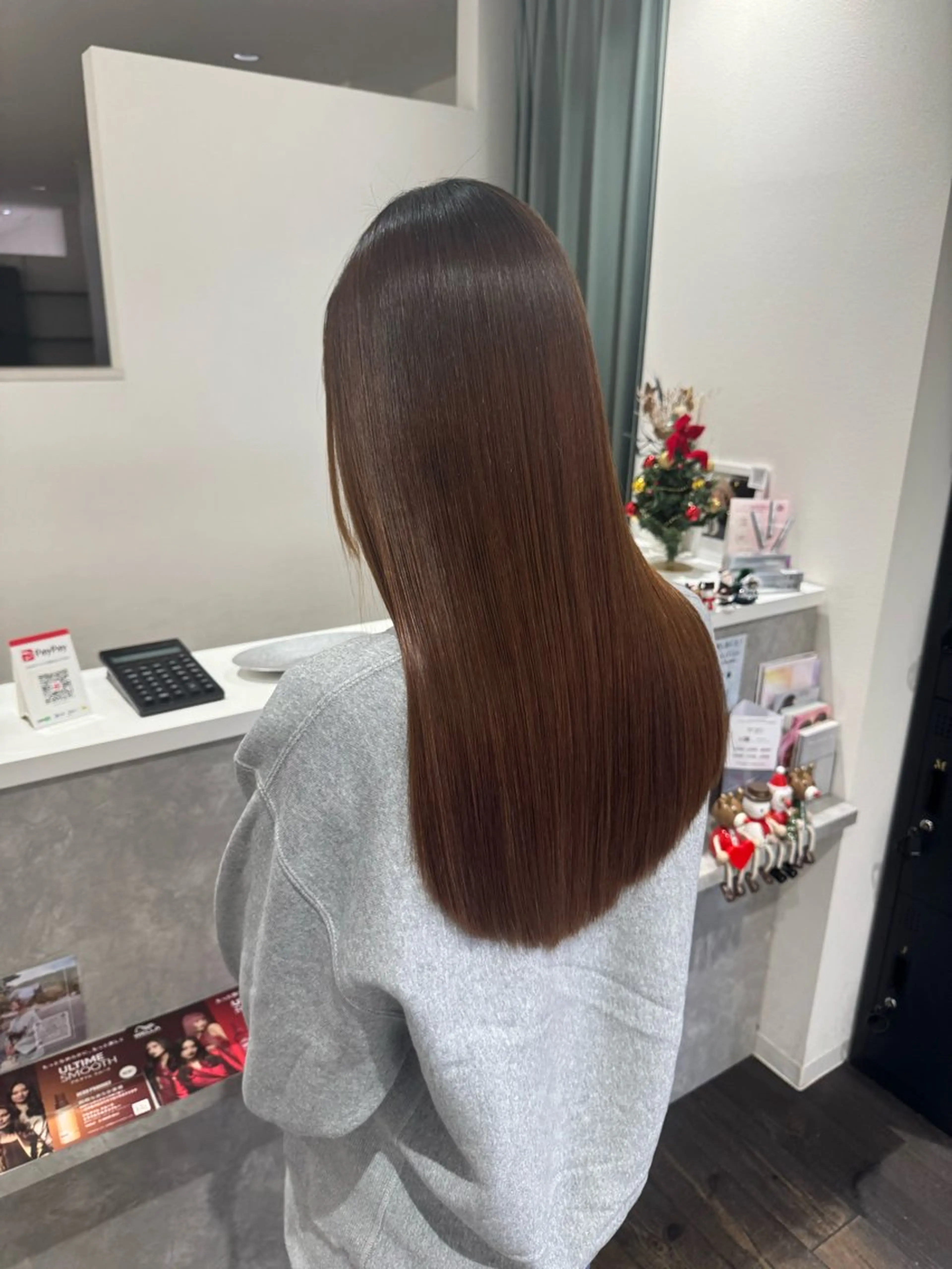 🟦カット＋ケアカラー＋酸性ストレート25900円/癖が気になる方の写真