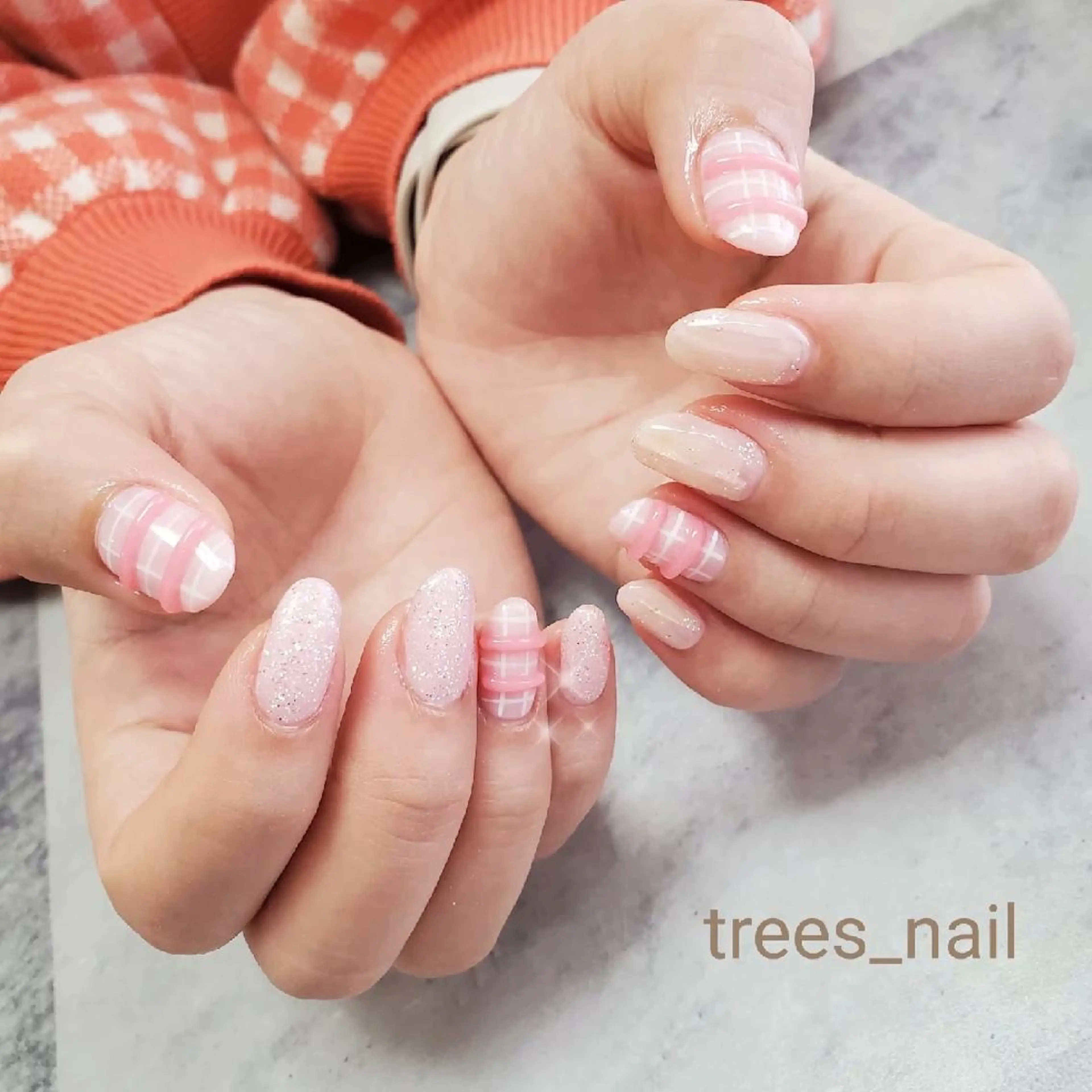 ネイル 桜ネイル ピンク ぷっくりネイル 春ネイル ハンドネイル フットネイル trees_ nailのネイルデザイン