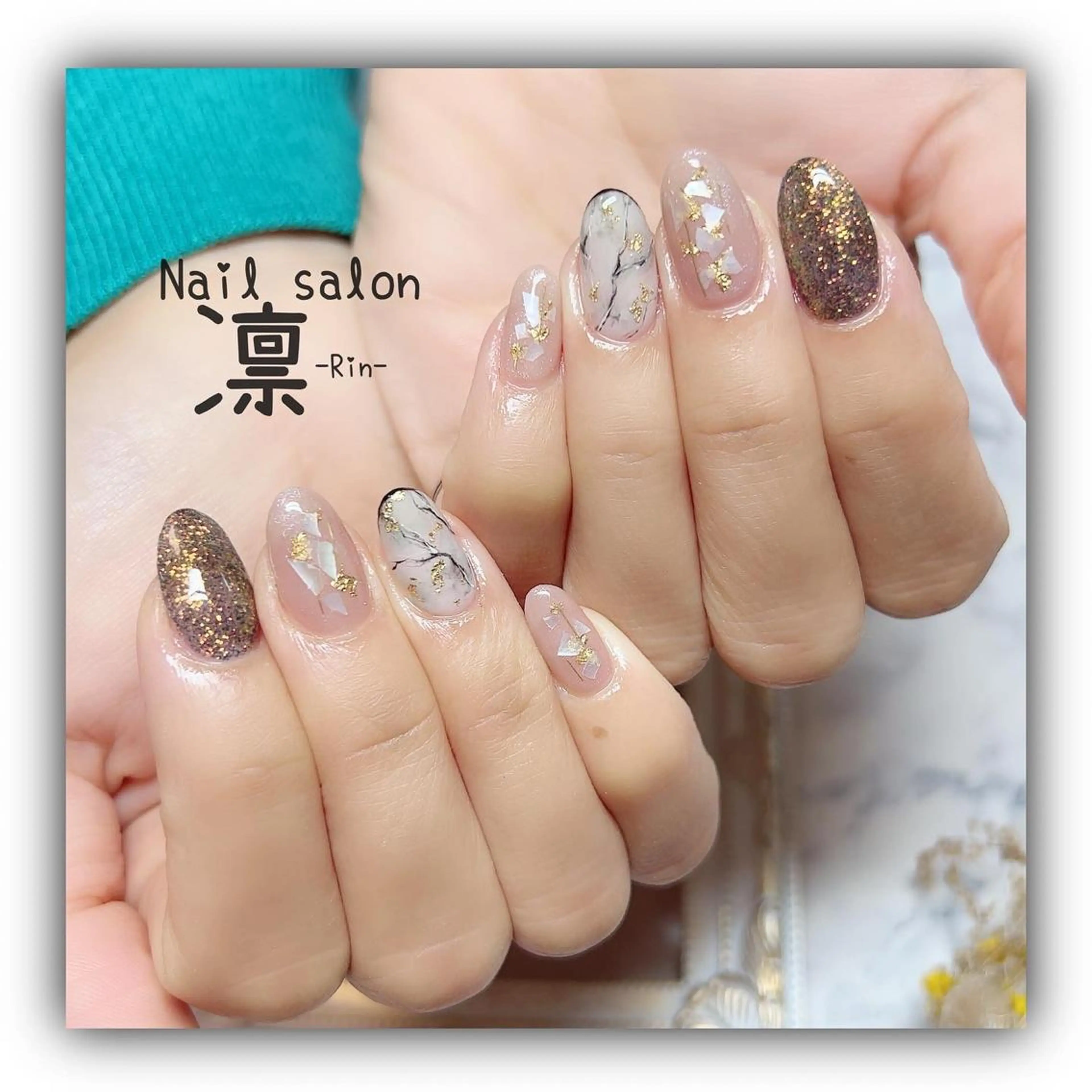 ネイル ジェルネイル 氷ネイル・うるうるネイル private salon凛のネイルデザイン