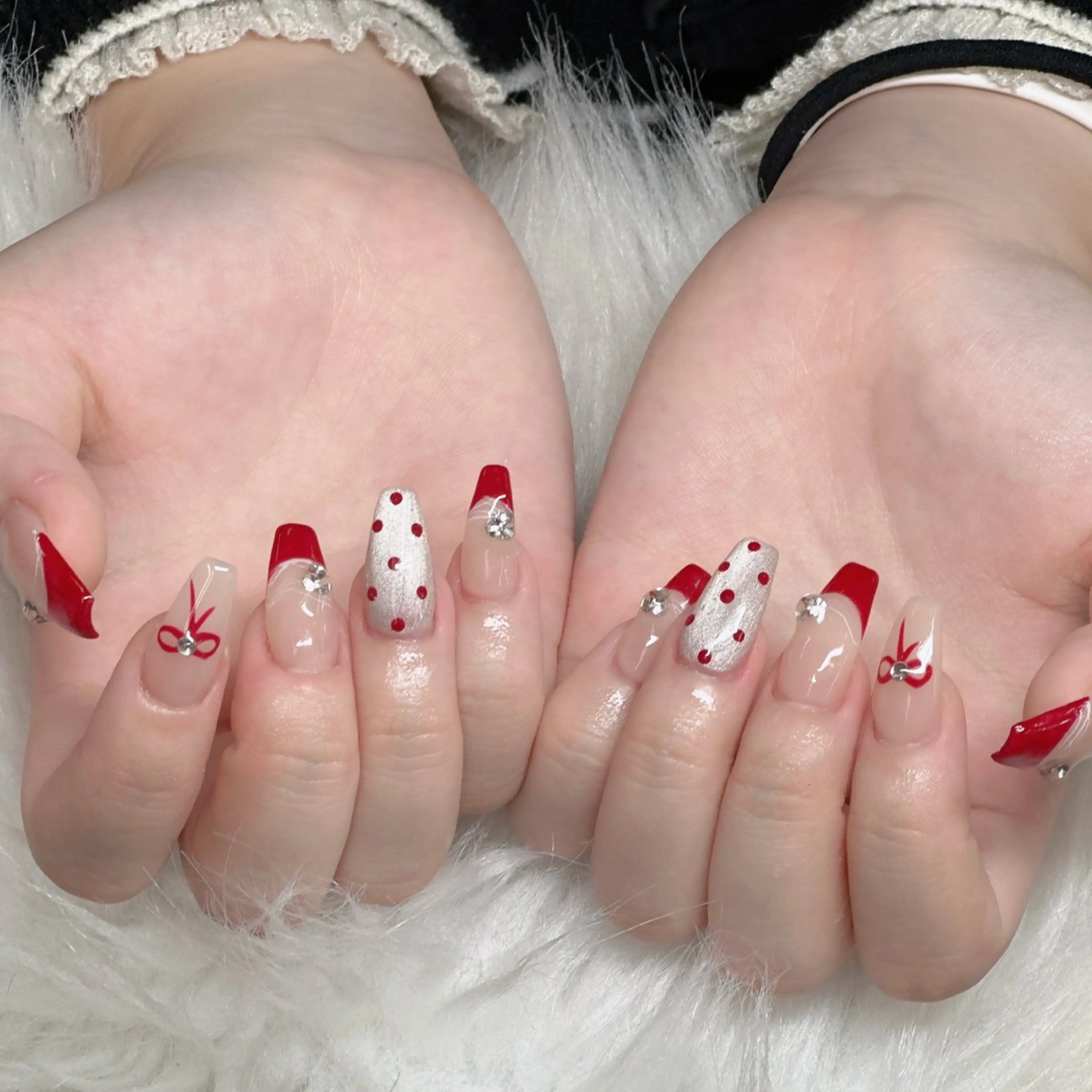 ネイル ロングネイル マグネットネイル リボン 夏ネイル スーパーロングネイル ハンドネイル Hani Nail XUKAのネイルデザイン