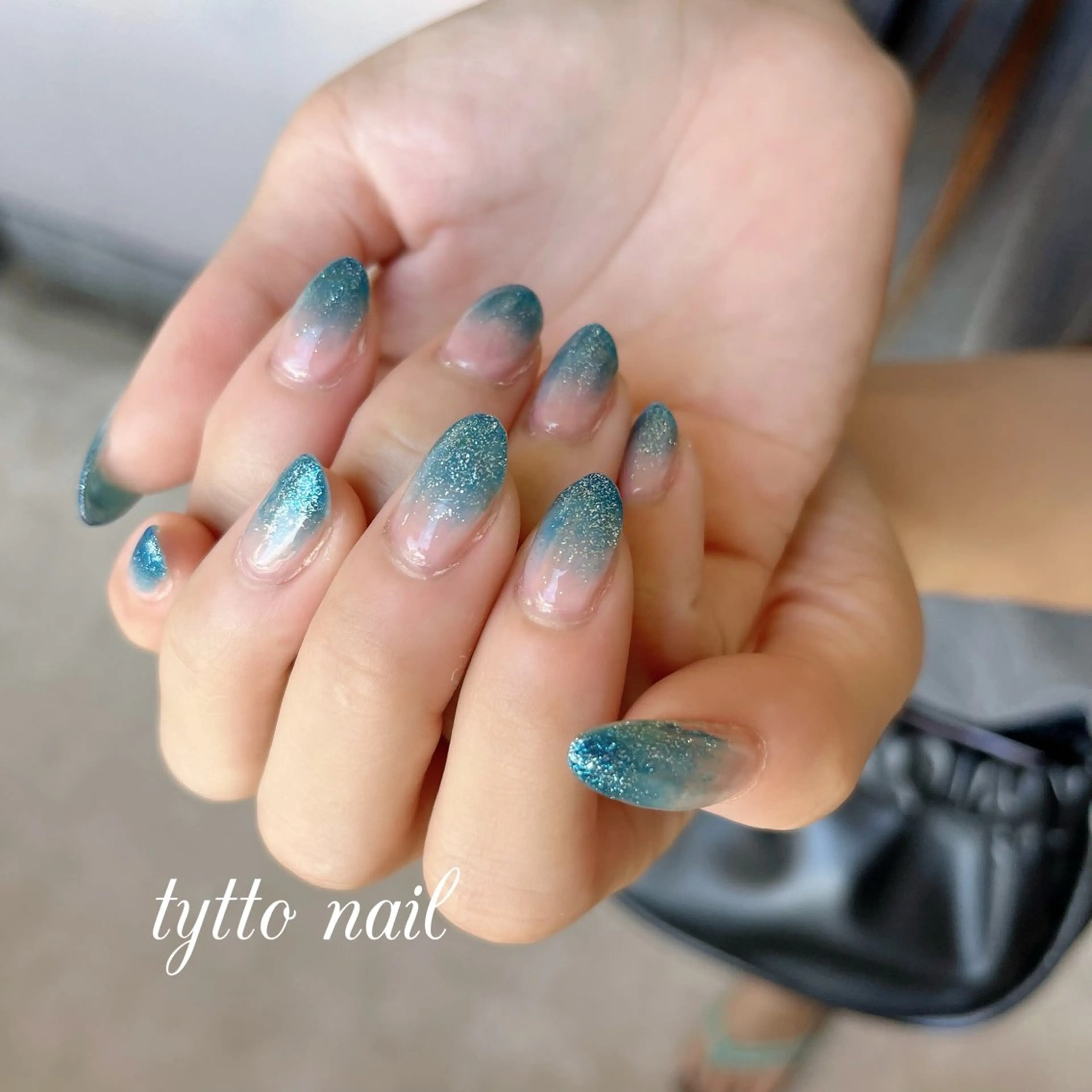 ネイル ブルー グラデーション 韓国ネイル ラメ(グリッター) ラメグラデーション tytto nail ❤︎‪‪eri‪‪のネイルデザイン