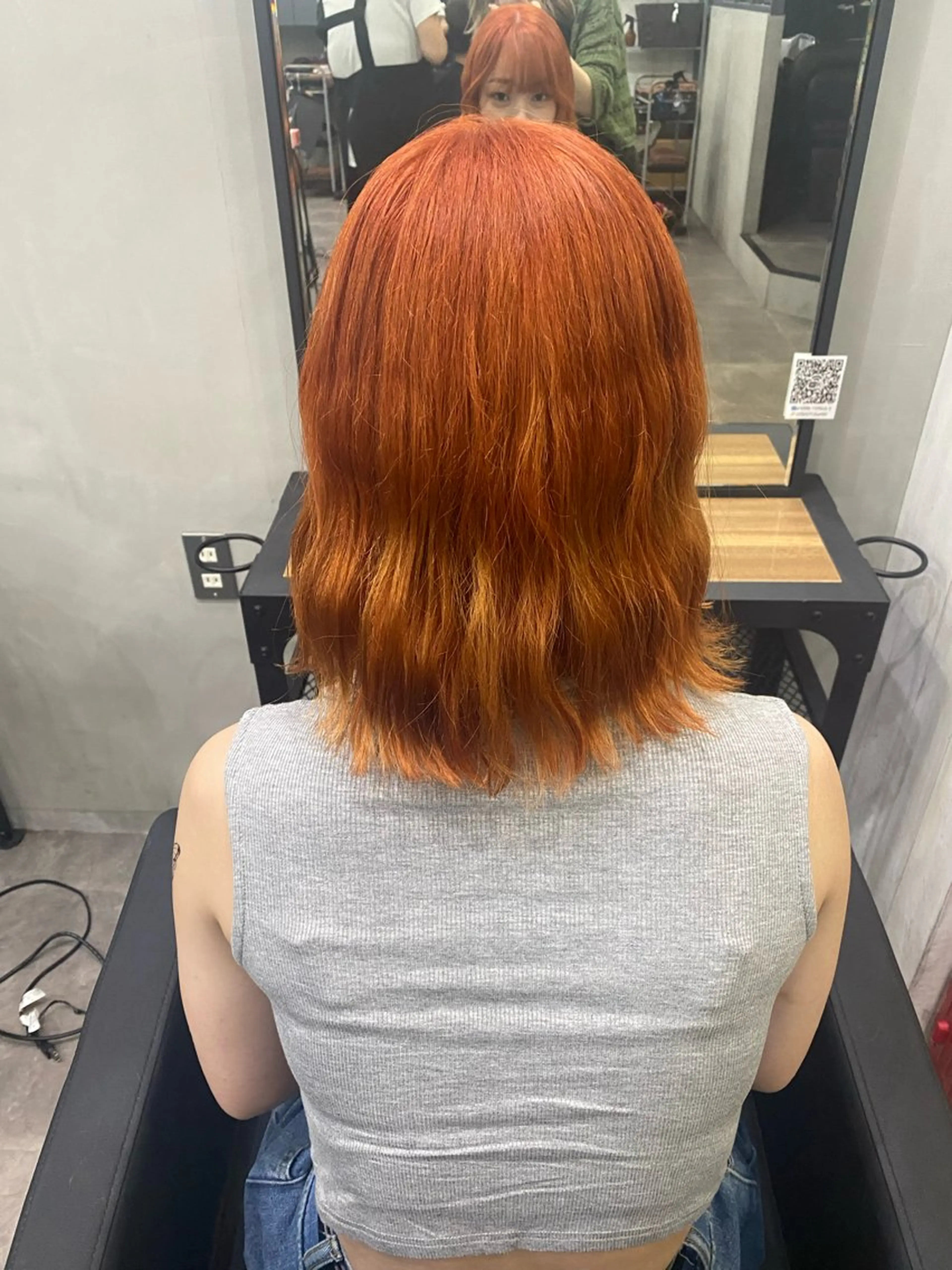 ミディアム カラー ブリーチ オレンジ ヘアカラー トリートメント ヘアセット Cecil hair所属・yui/パーマ/ メンズカットのヘアスタイル