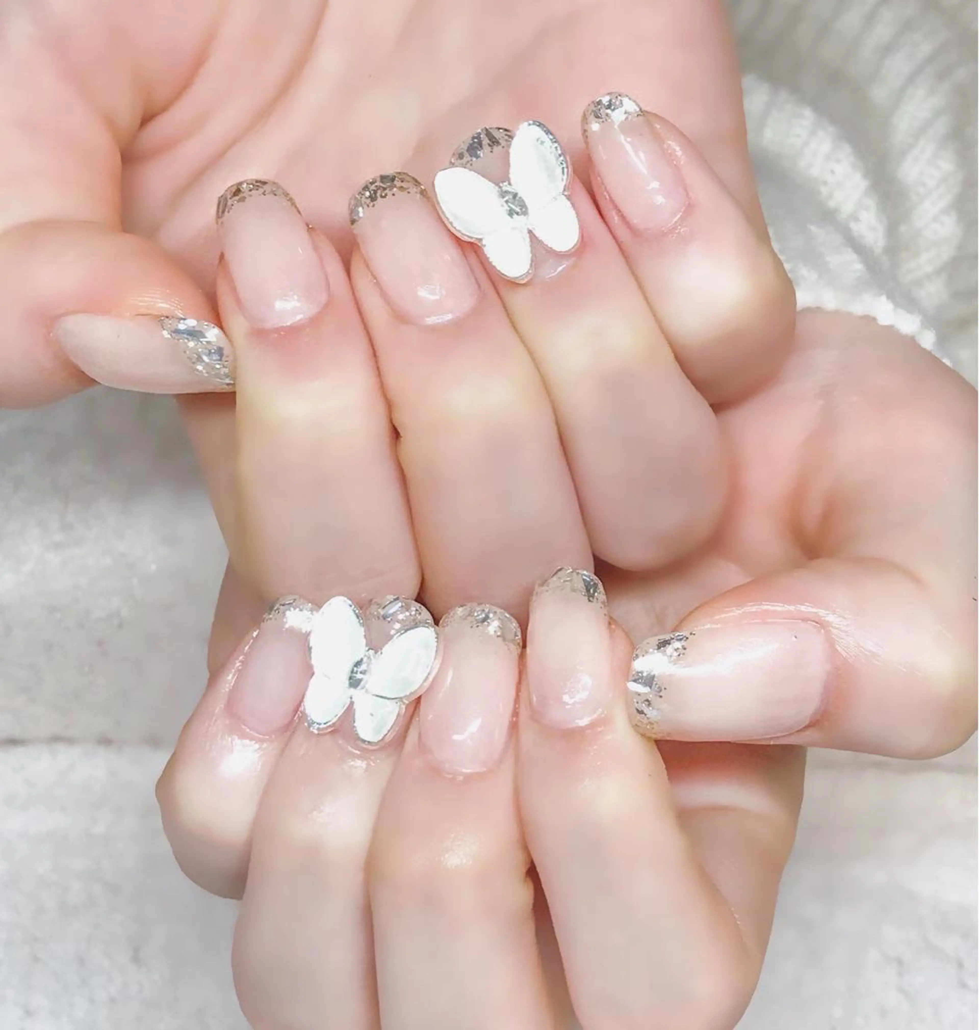 ネイル フレンチネイル ガラスフレンチ Nyanco Nailのネイルデザイン