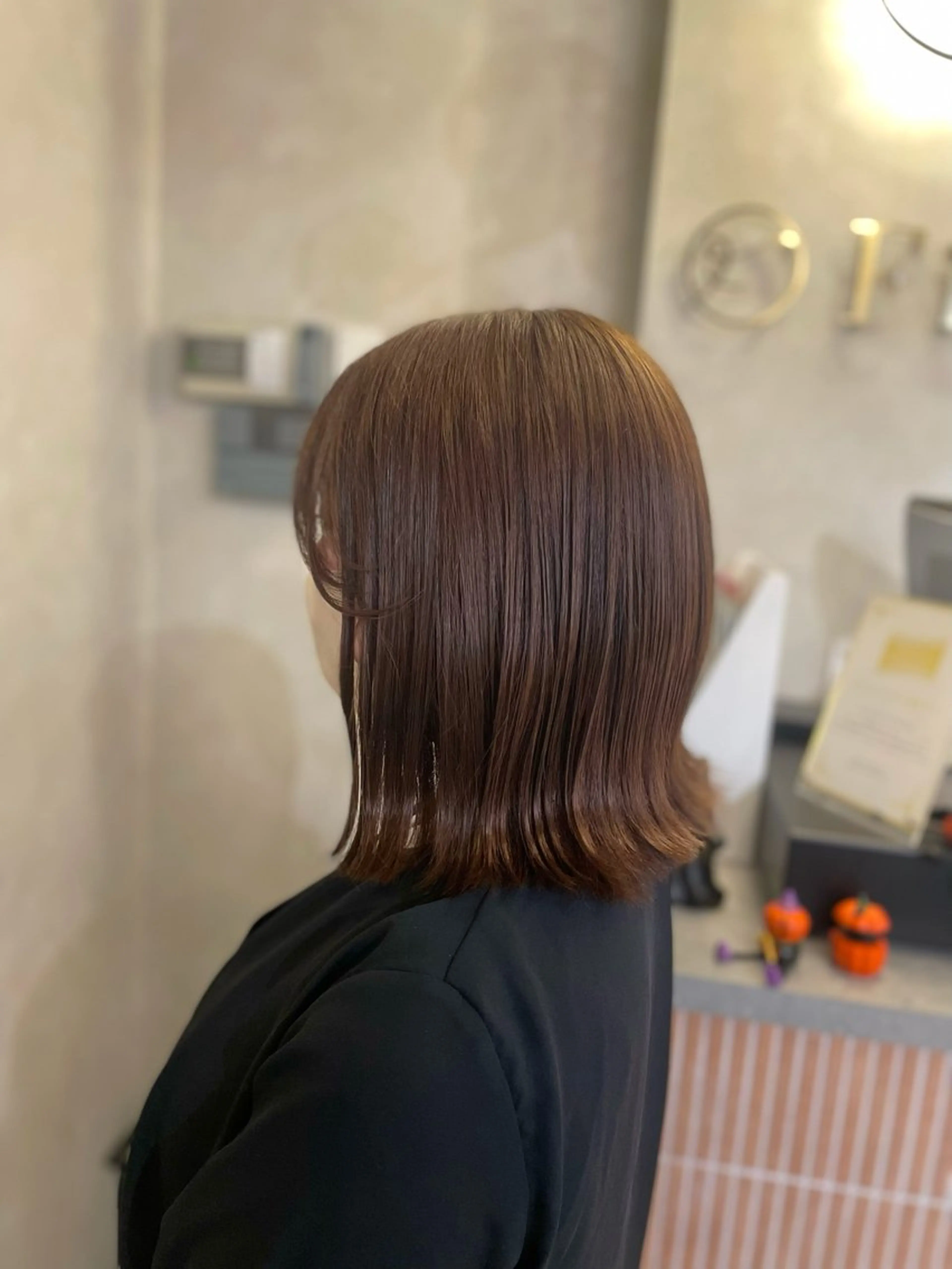 ミディアム カラー 透明感カラー ラベンダーカラー ボブ くびれヘア 髪質改善 カット ヘアカラー トリートメント イヌマル アユ / Fier umedaのヘアスタイル