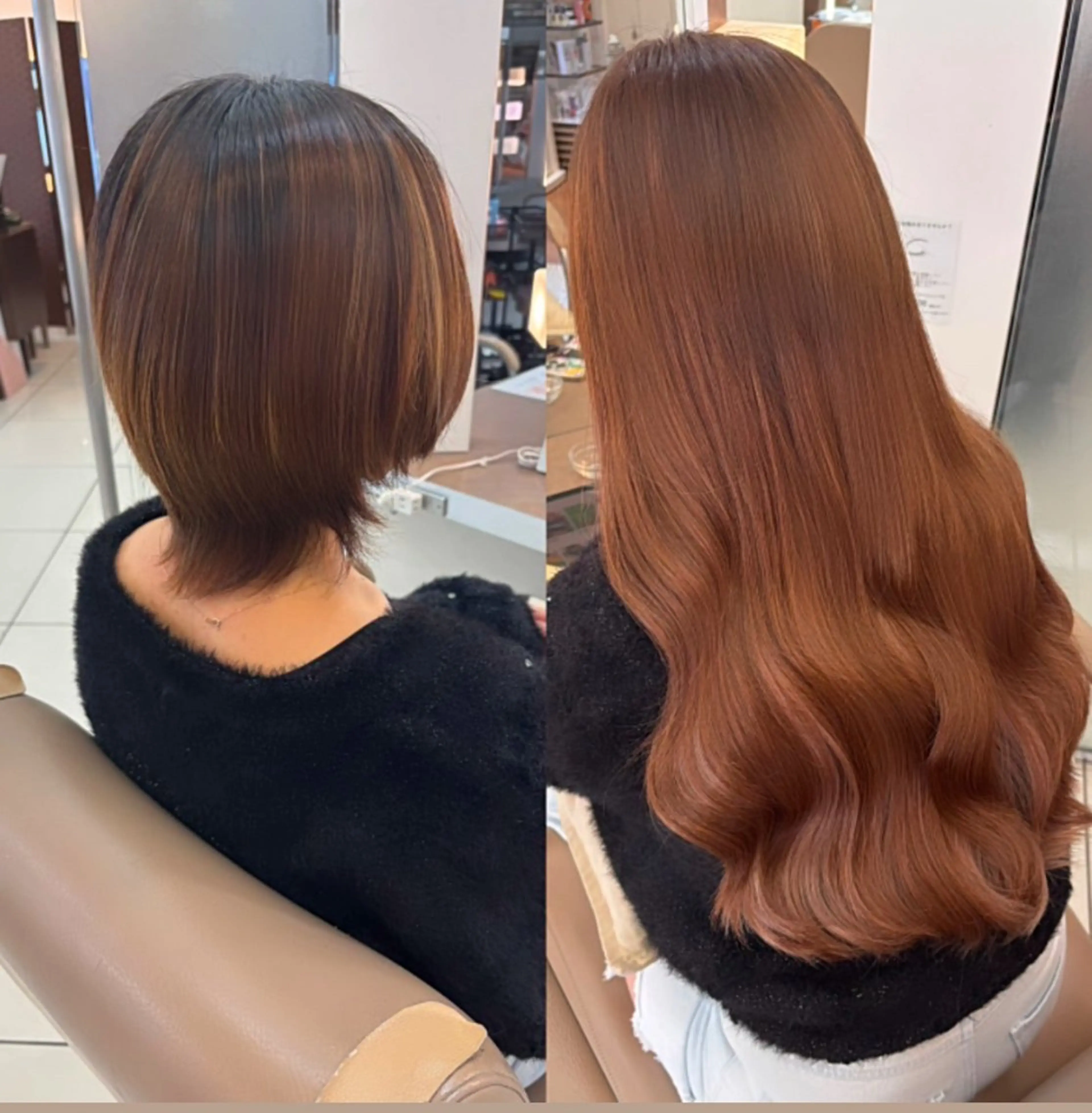 ショート ヘアカラー エクステ 暖色カラー❤️横浜 エクステらん🦖のヘアスタイル