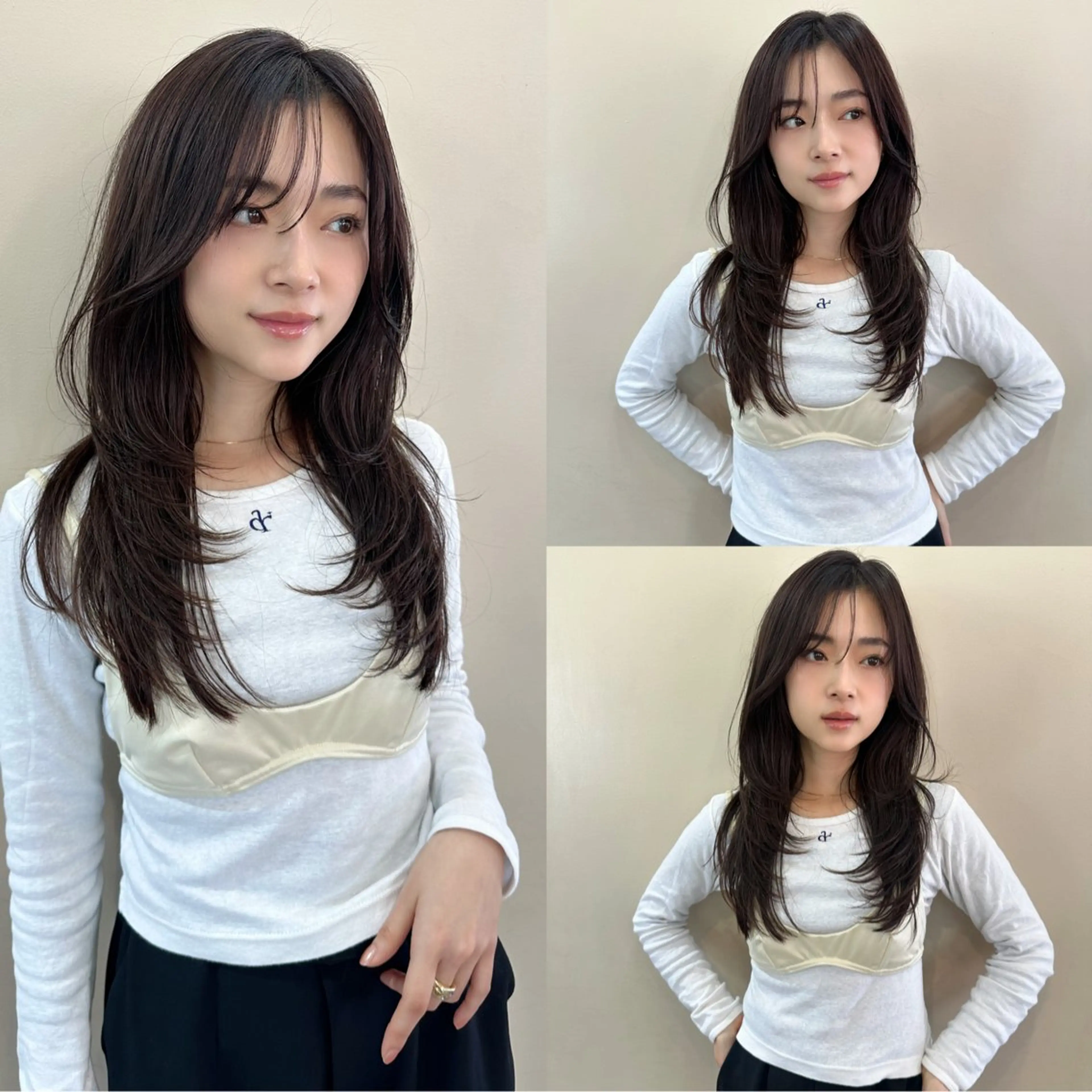 セミロング レイヤーカット 鎌倉 彩のヘアスタイル