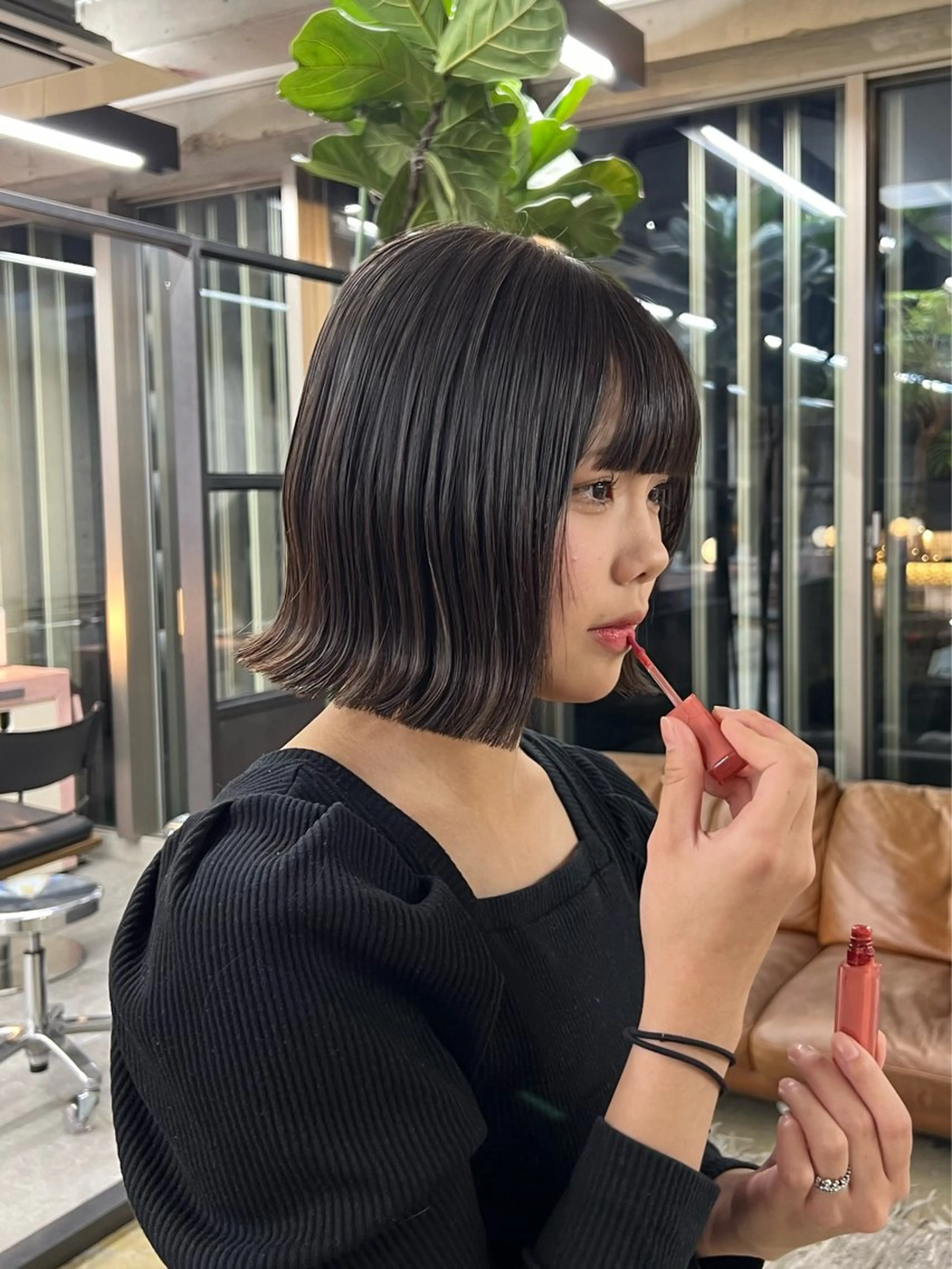 ミディアム ボブ 縮毛矯正 カット 縮毛矯正 era所属・azumi/ボブ/暖 色/オリーブ/縮毛のヘアスタイル