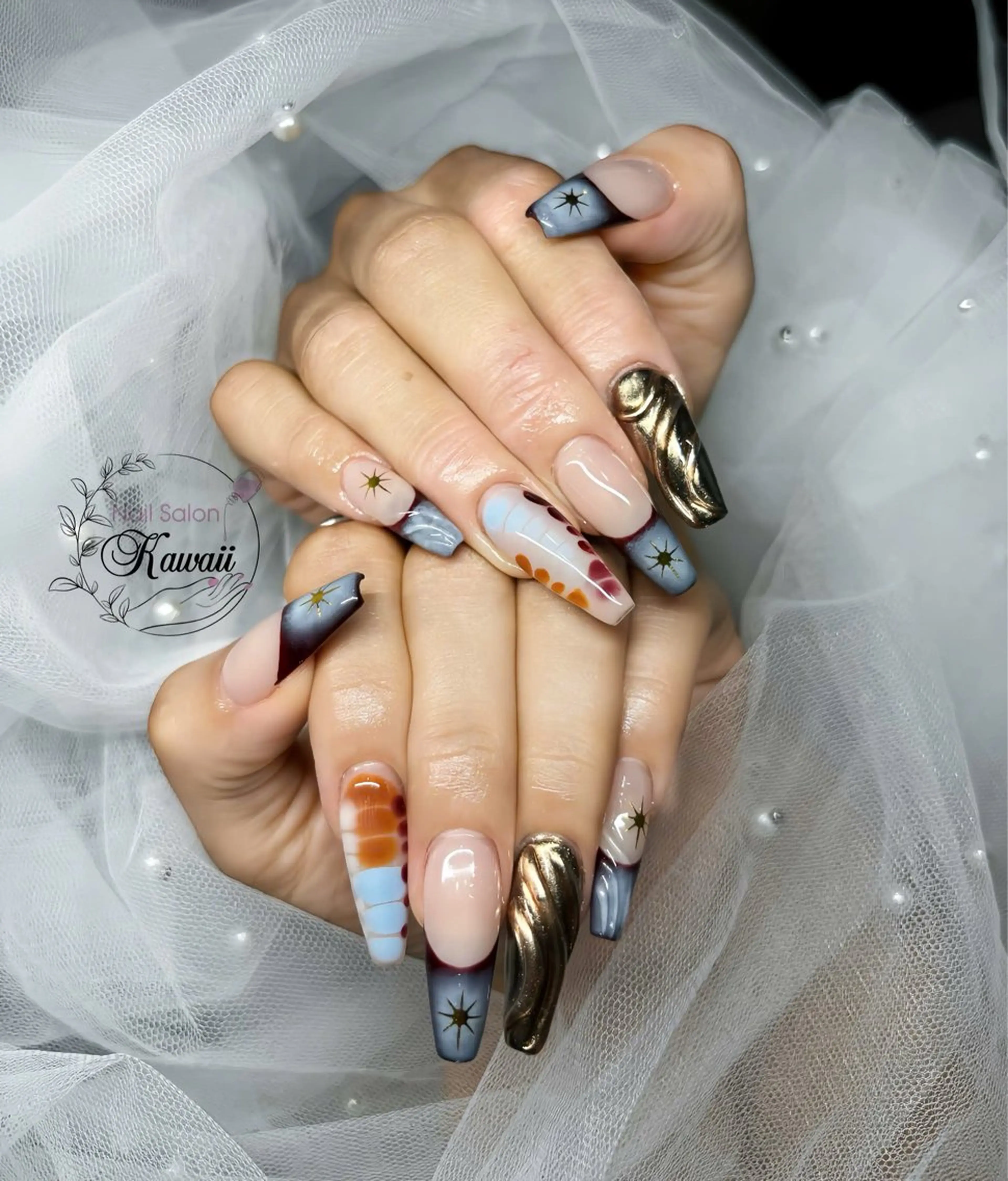 ネイル チークネイル フレンチネイル 韓国ネイル マグネットネイル ワンカラーネイル Kawaii Nail Salon所属・YURI NAIL NARITAのネイルデザイン