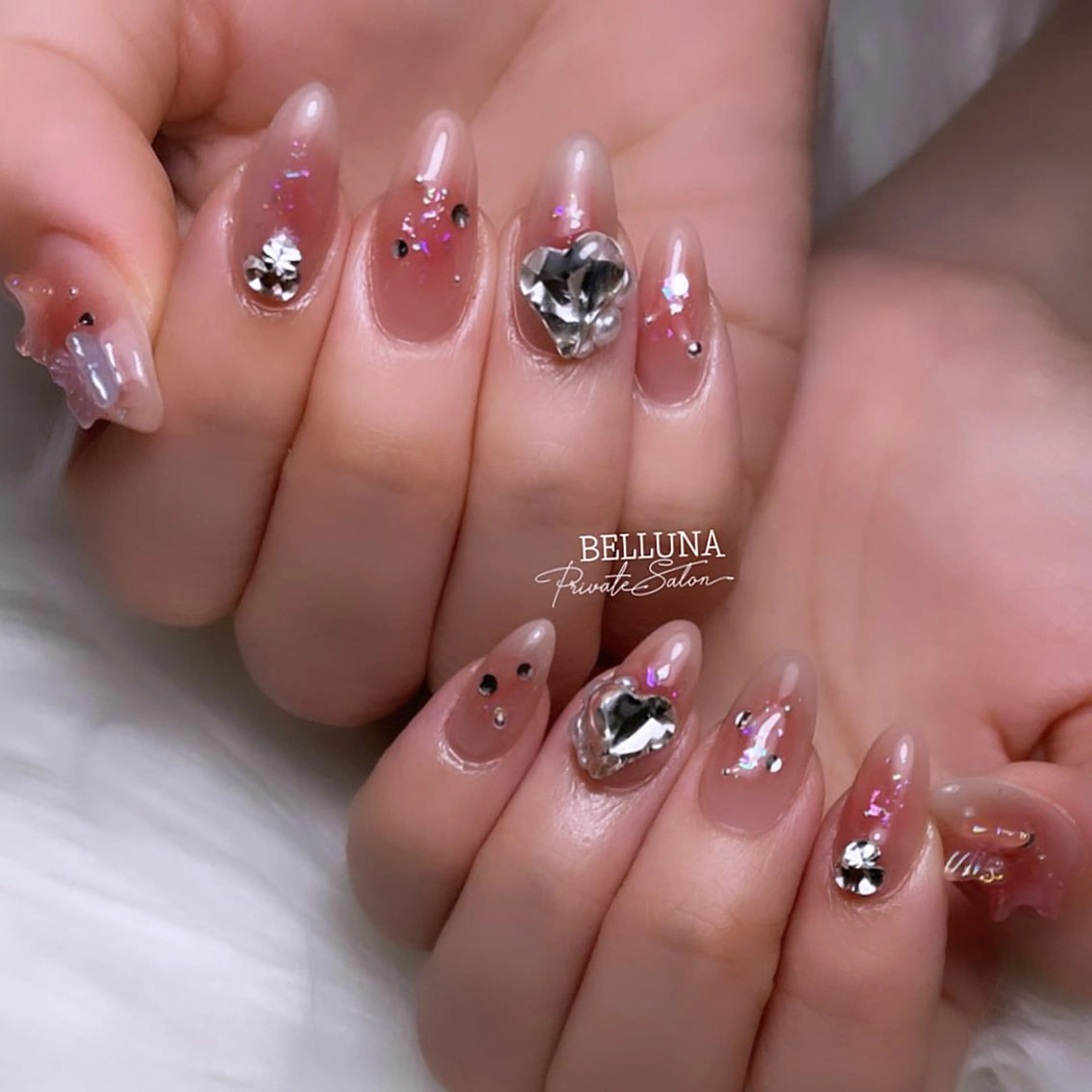 ロング ネイル チークネイル nail salon BELLUNA所属・BELLUNA Mizuki❤︎のネイルデザイン