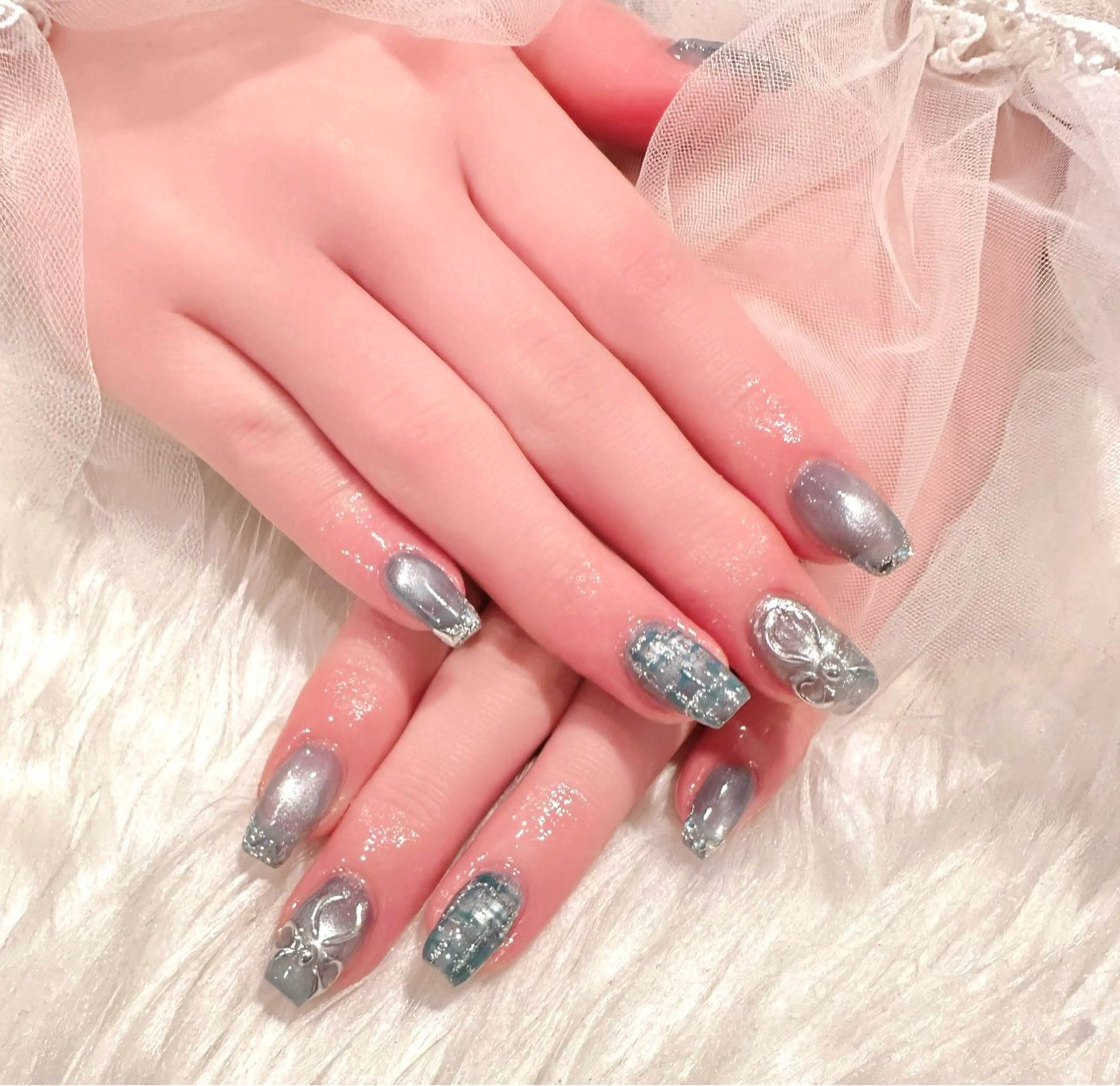 ネイル マグネットネイル 持ち込み ツイードネイル ハンドネイル nail untitled🎀のネイルデザイン