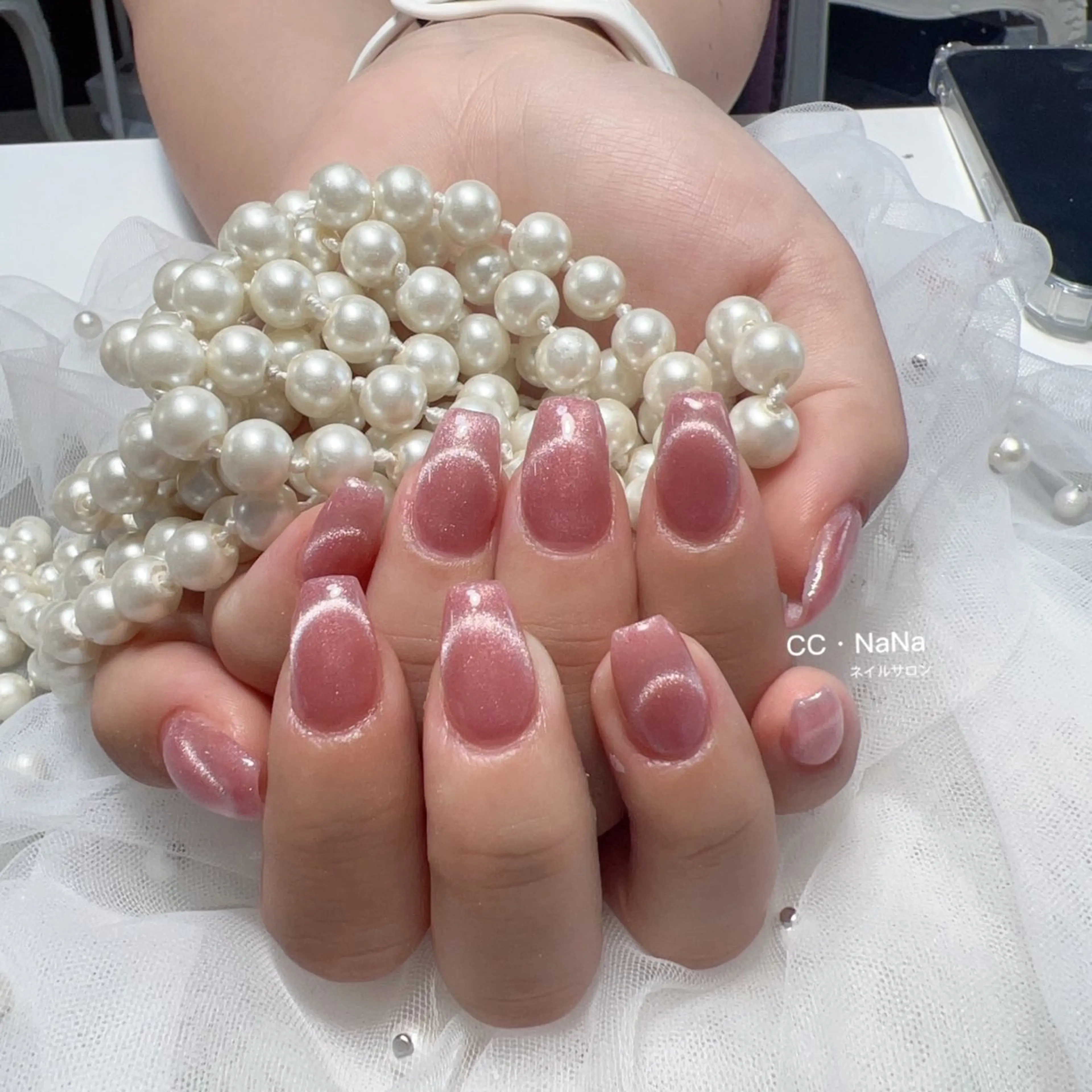 ネイル チークネイル フラッシュネイル ハート キラキラネイル 韓国ネイル ハンドネイル 💎CC・NaNa 韓国風ネイル🌙Cのネイルデザイン