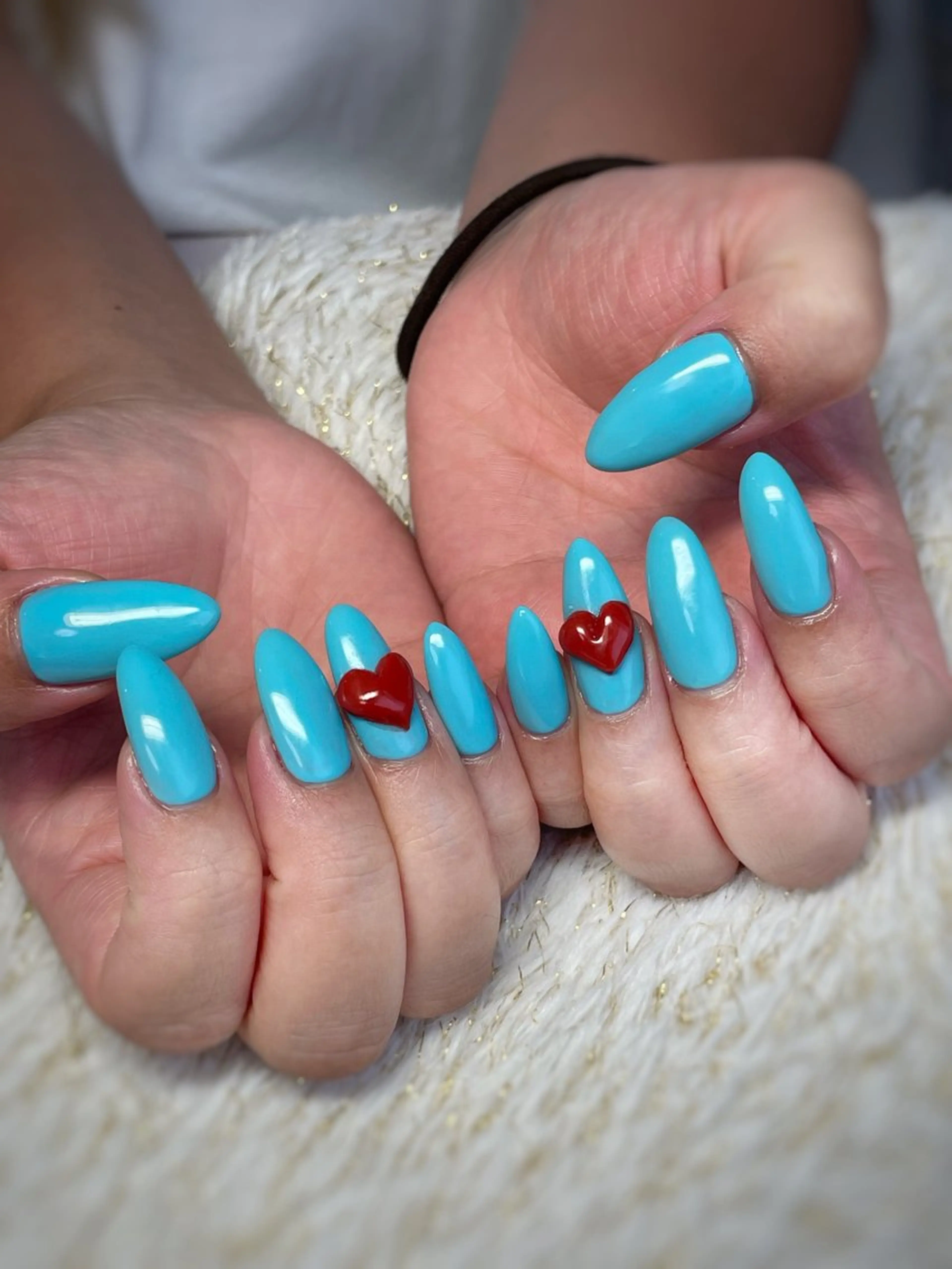 ネイル ブルー ハート ハンドネイル nail ayacaのネイルデザイン