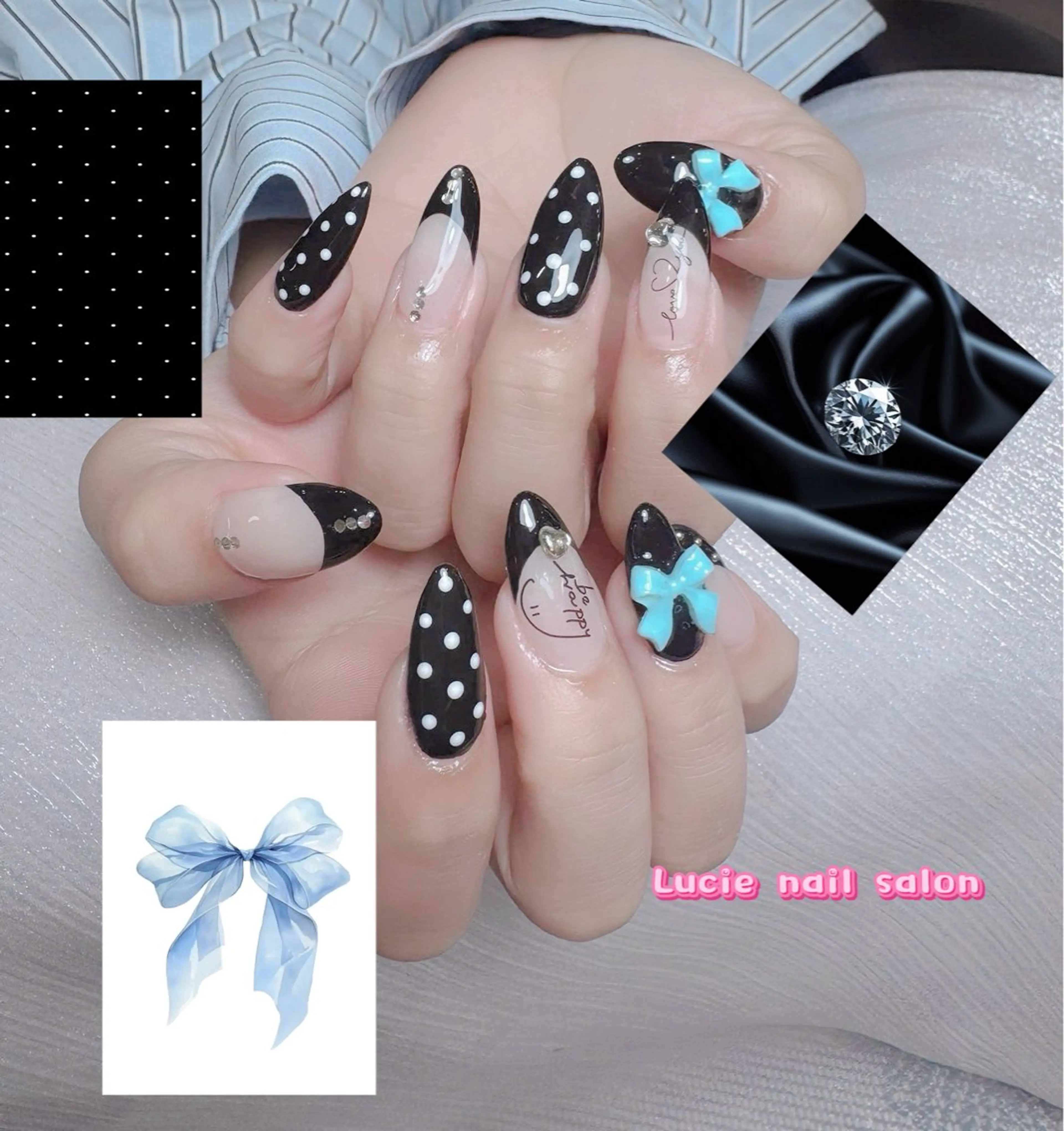 ネイル ボルドー チークネイル 成人式 フレンチネイル キラキラネイル ハンドネイル LUCIE NAIL SALON所属・LU CIEのネイルデザイン