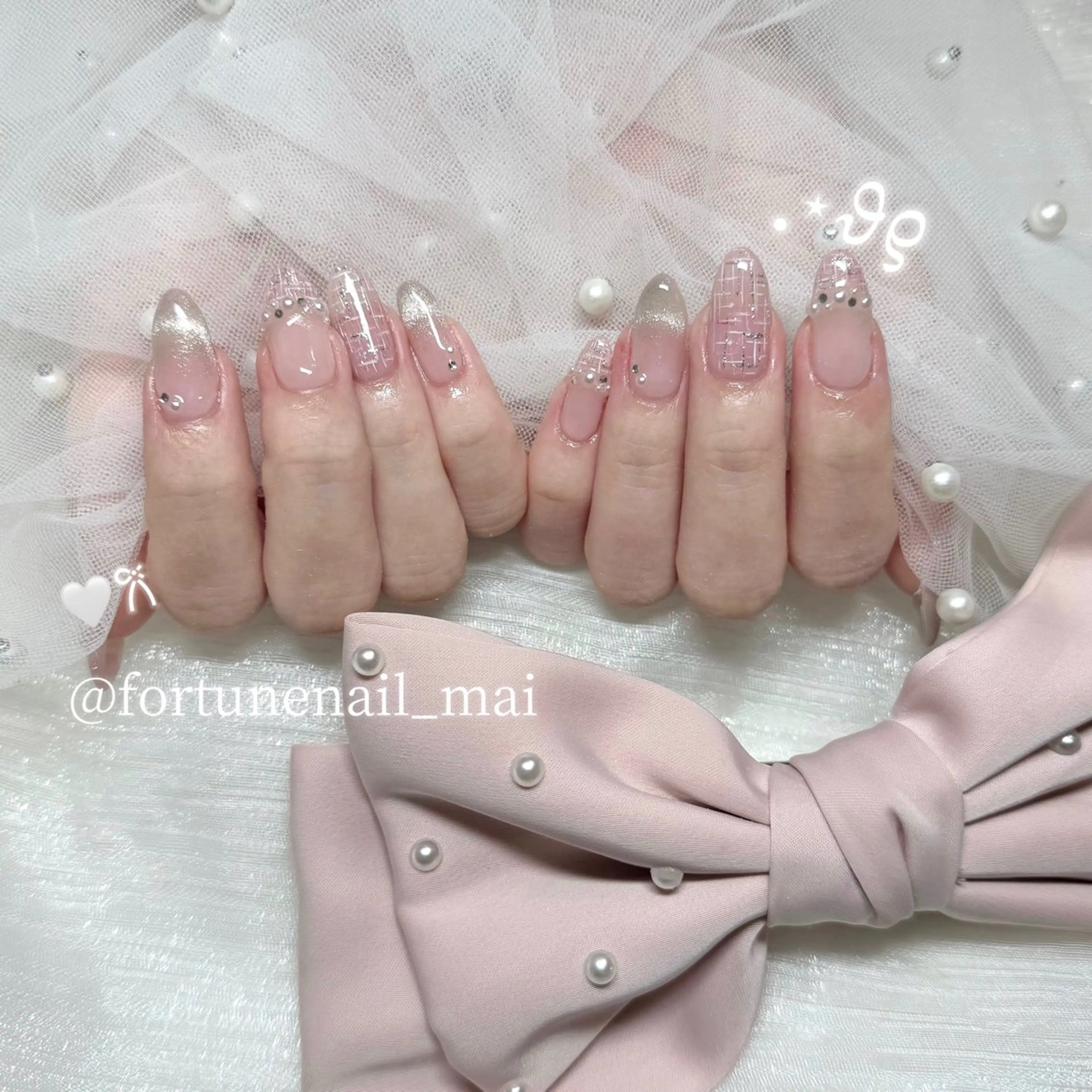 ネイル ツイードネイル ハンドネイル 🎀Mai 🎀最短1/12🈳のネイルデザイン