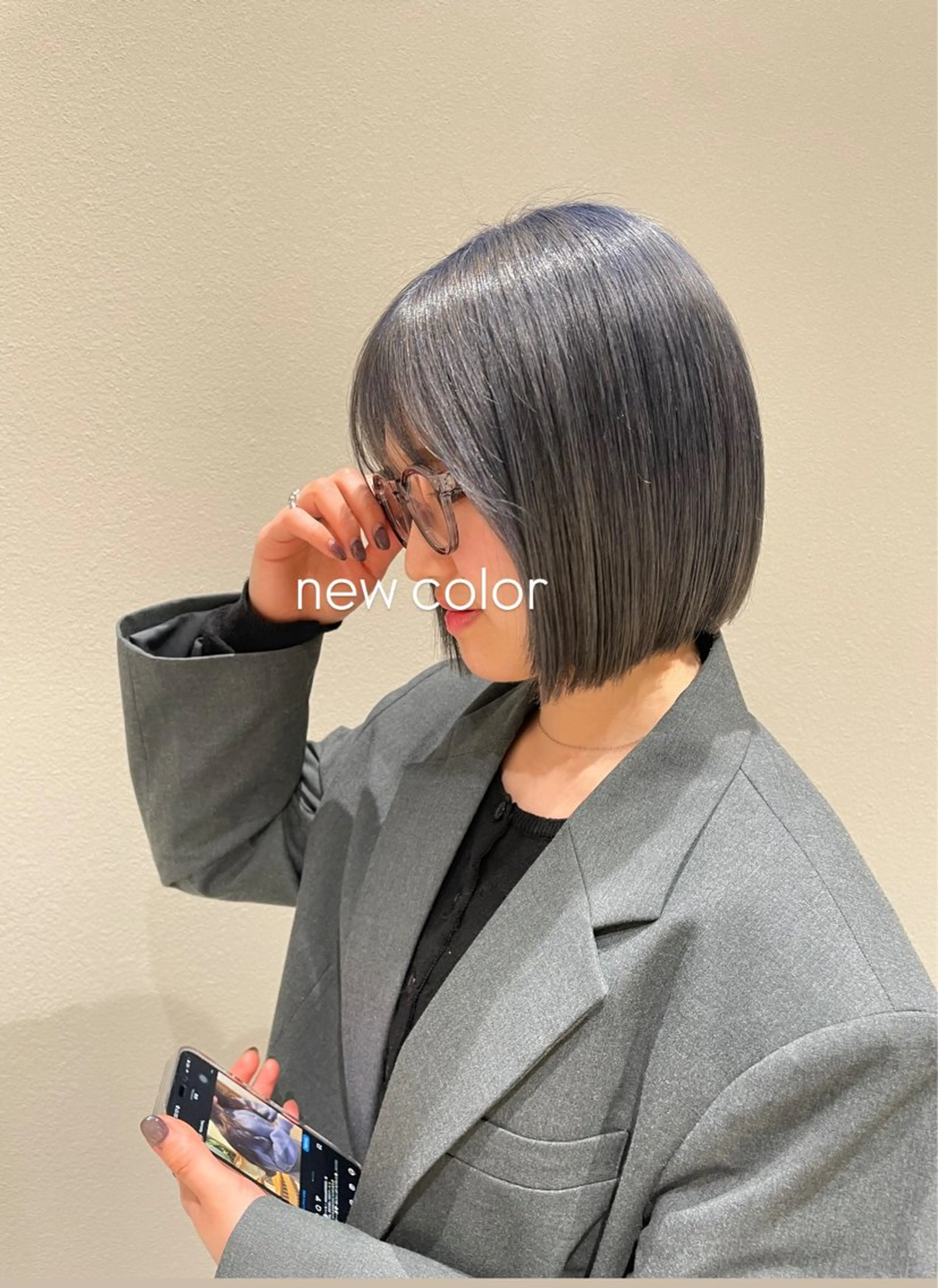 カラー ブリーチ ブルーカラー Revie  hair所属・Hiyori/透明感 /ボブ/矢場町のヘアスタイル