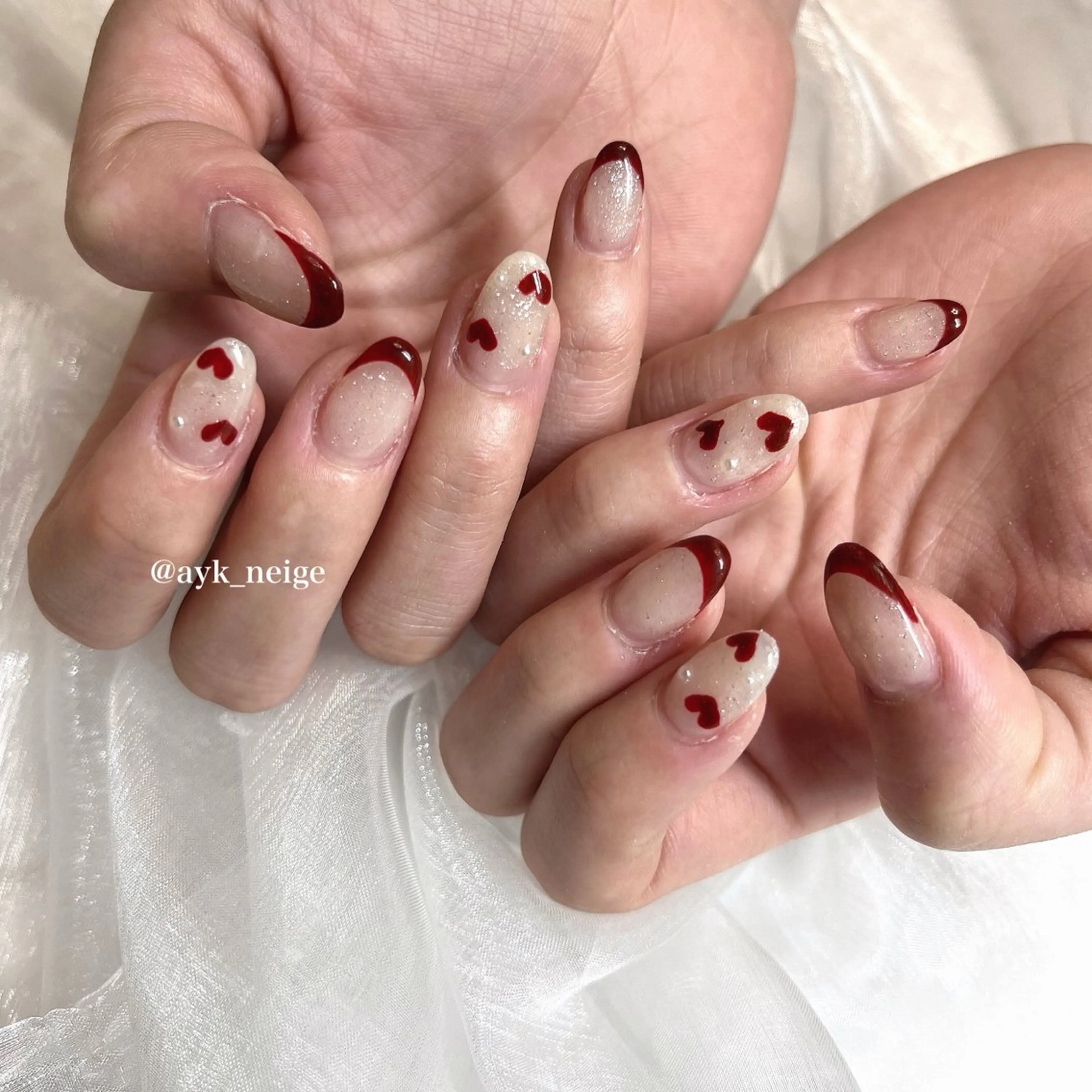 ネイル フットネイル キラキラネイル 韓国ネイル リボン n'eige nail所属・大谷 綾香のネイルデザイン