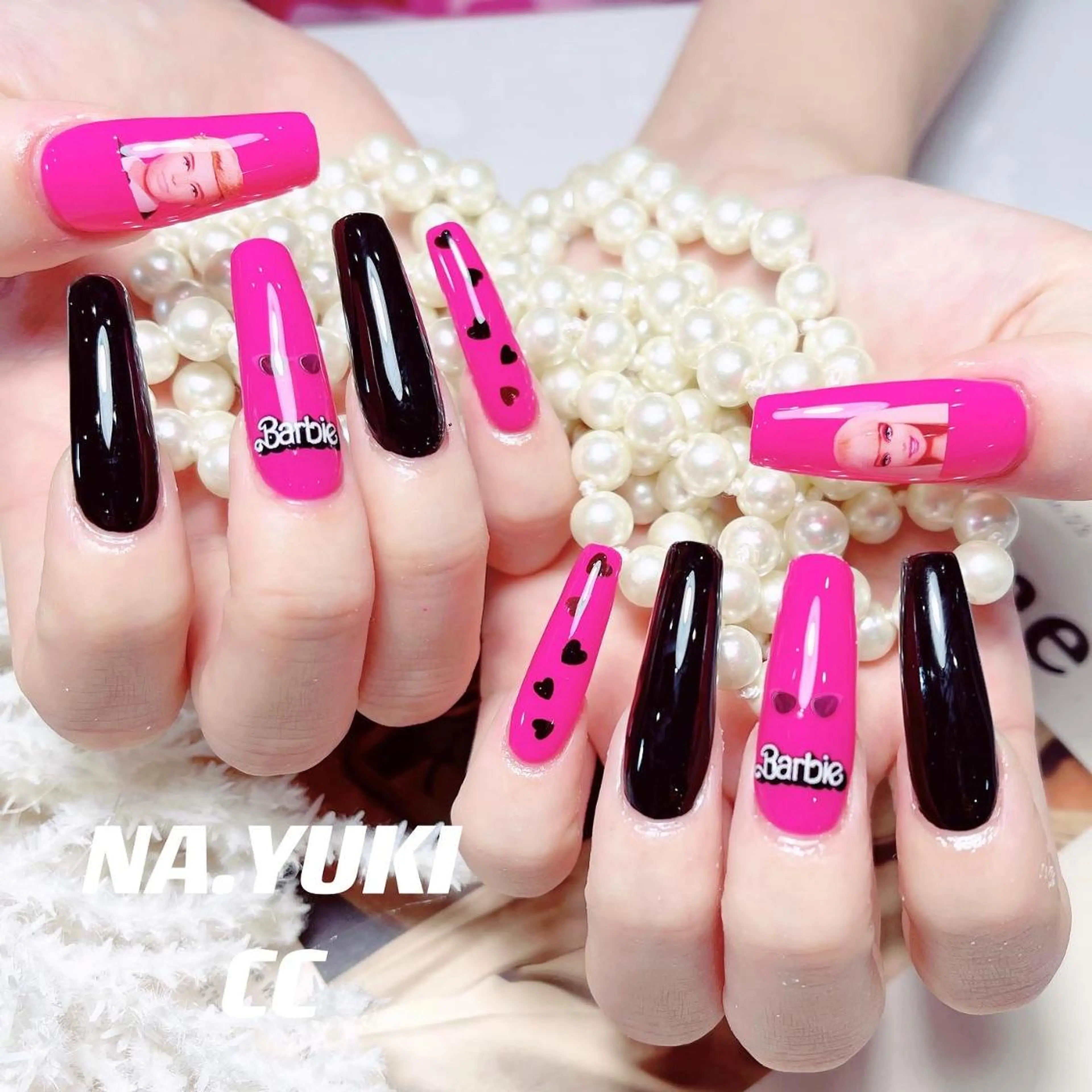 【ハンド】🩷🩷チップ長さだし+持ち込みデザイン(デザイン、パーツ6本まで)11980🩷💗の写真